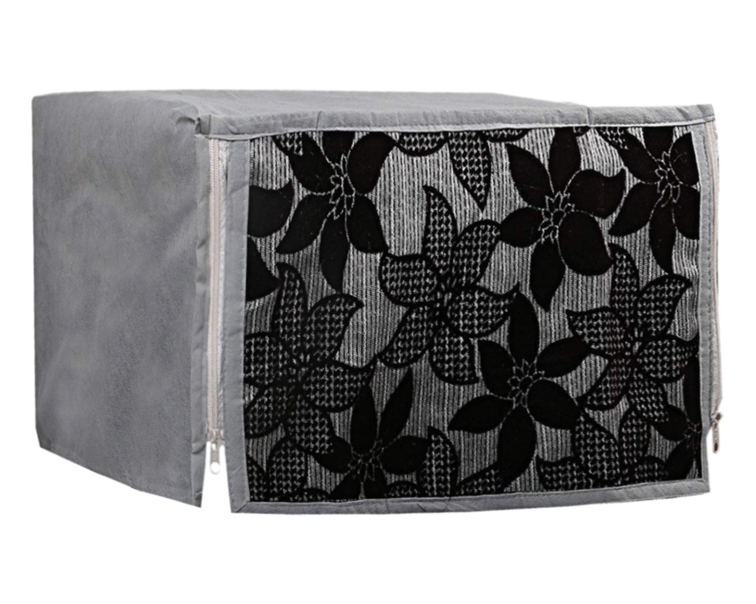 Kuber Industries Multiuses Velvet Flower Print Microwave Oven Cover For Home & Kitchen 25 Ltr. (Gray)
