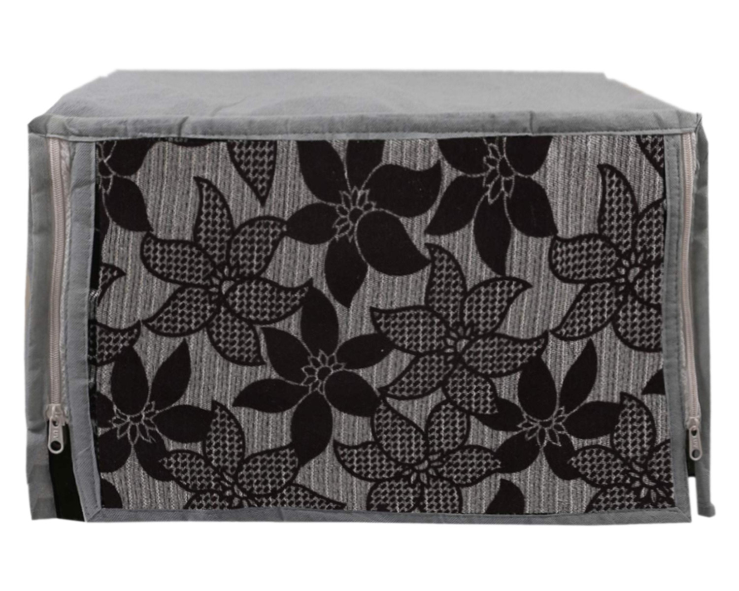 Kuber Industries Multiuses Velvet Flower Print Microwave Oven Cover For Home & Kitchen 25 Ltr. (Gray)