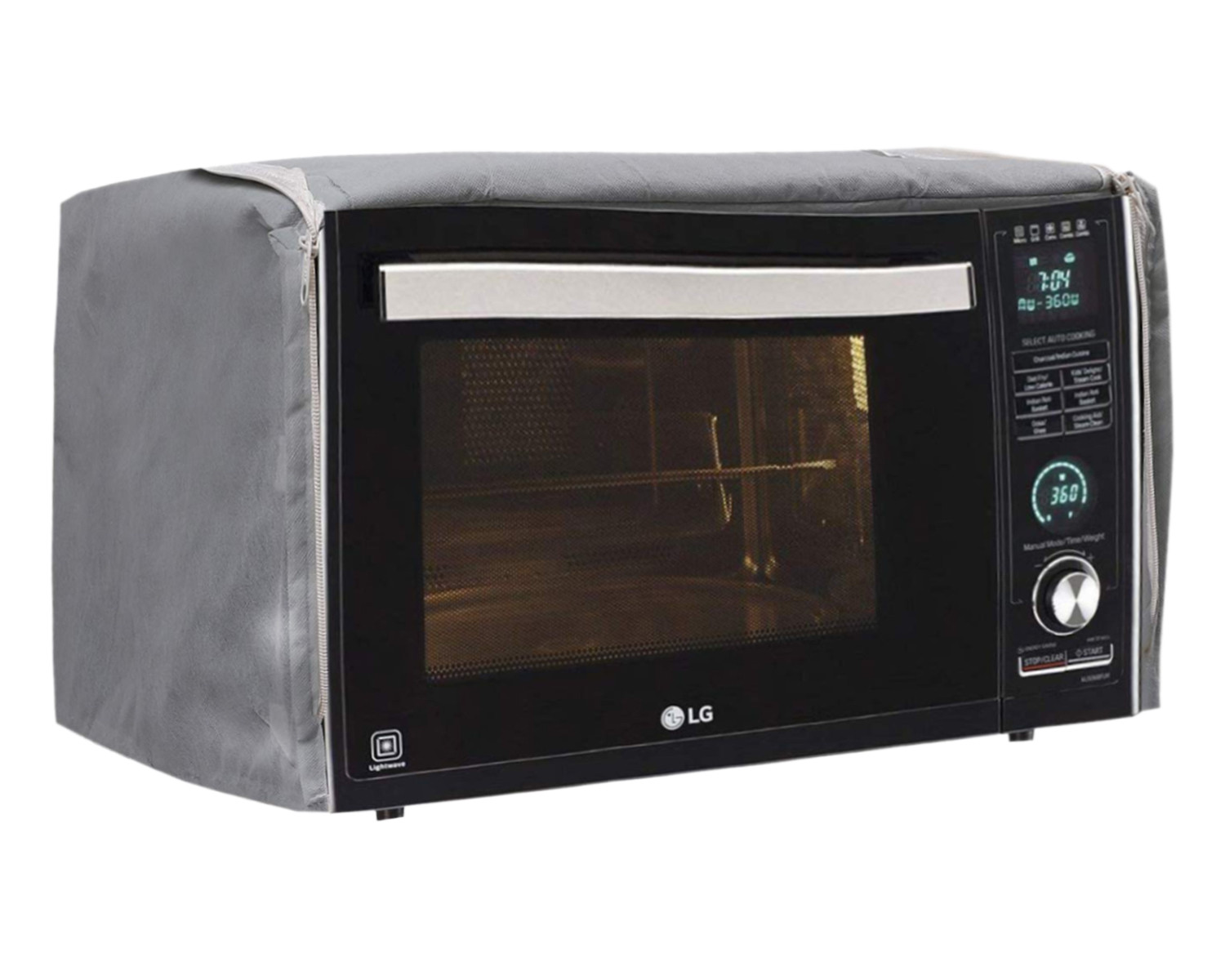 Kuber Industries Multiuses Velvet Flower Print Microwave Oven Cover For Home & Kitchen 25 Ltr. (Gray)