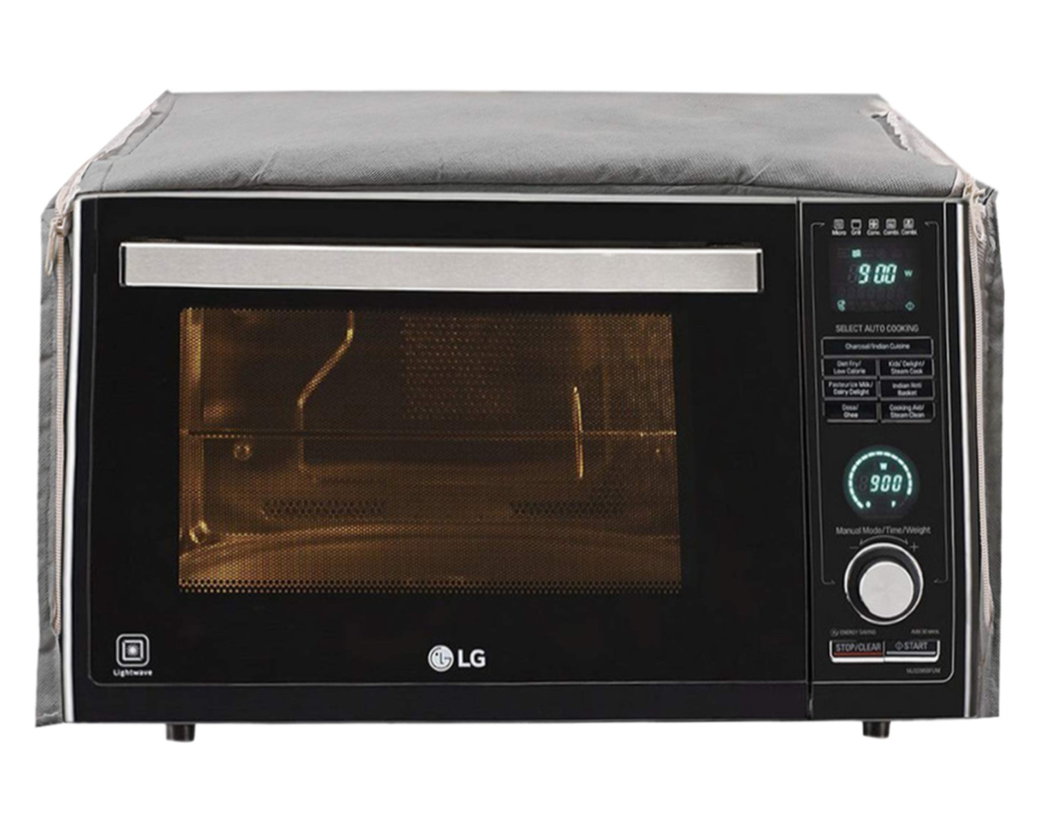 Kuber Industries Multiuses Velvet Flower Print Microwave Oven Cover For Home & Kitchen 25 Ltr. (Gray)