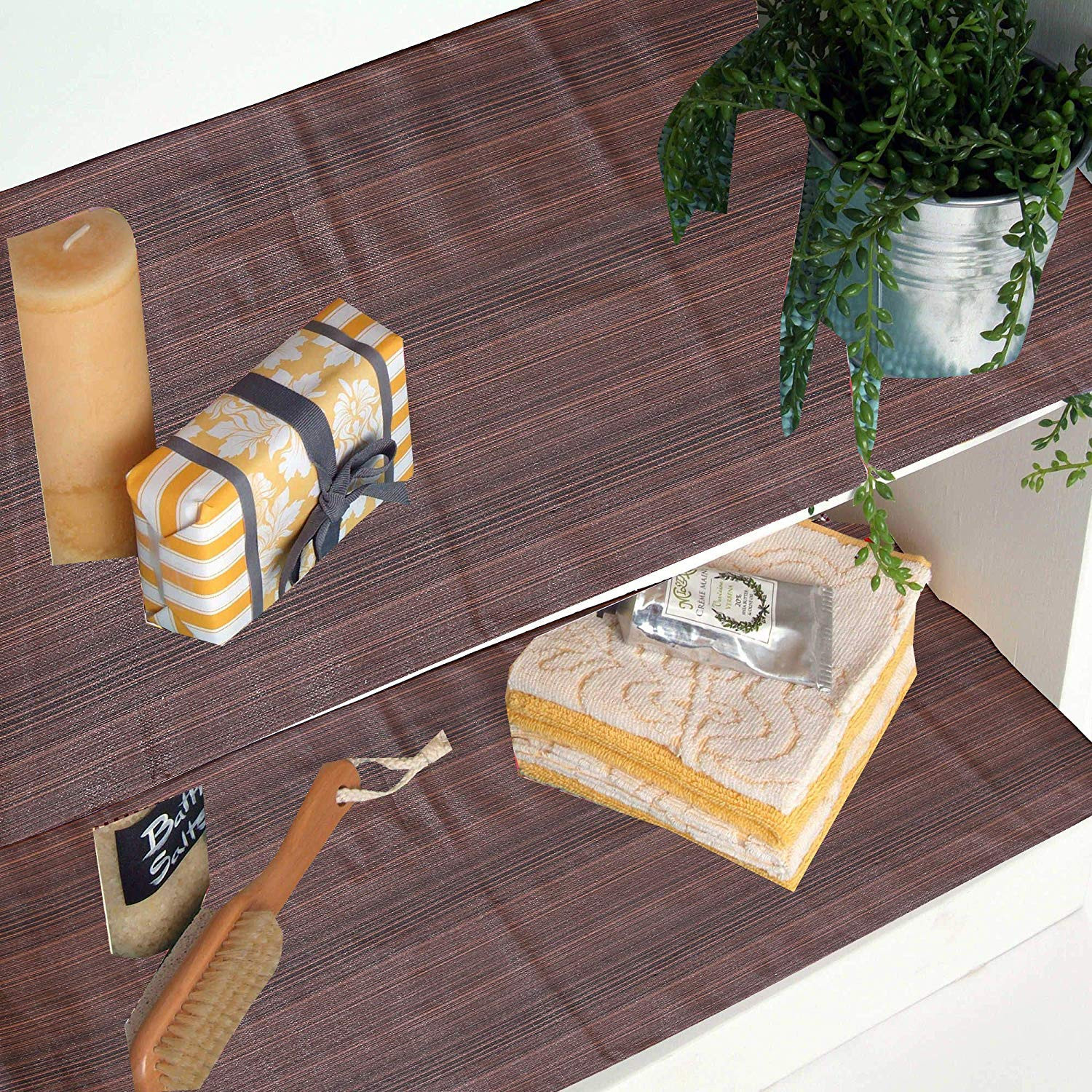 Kuber Industries Multiuses Wooden Print Shelf Liners for Kitchen Shelves, cupboards, Wardrobe, Drawer, 10 Mtr (Brown)