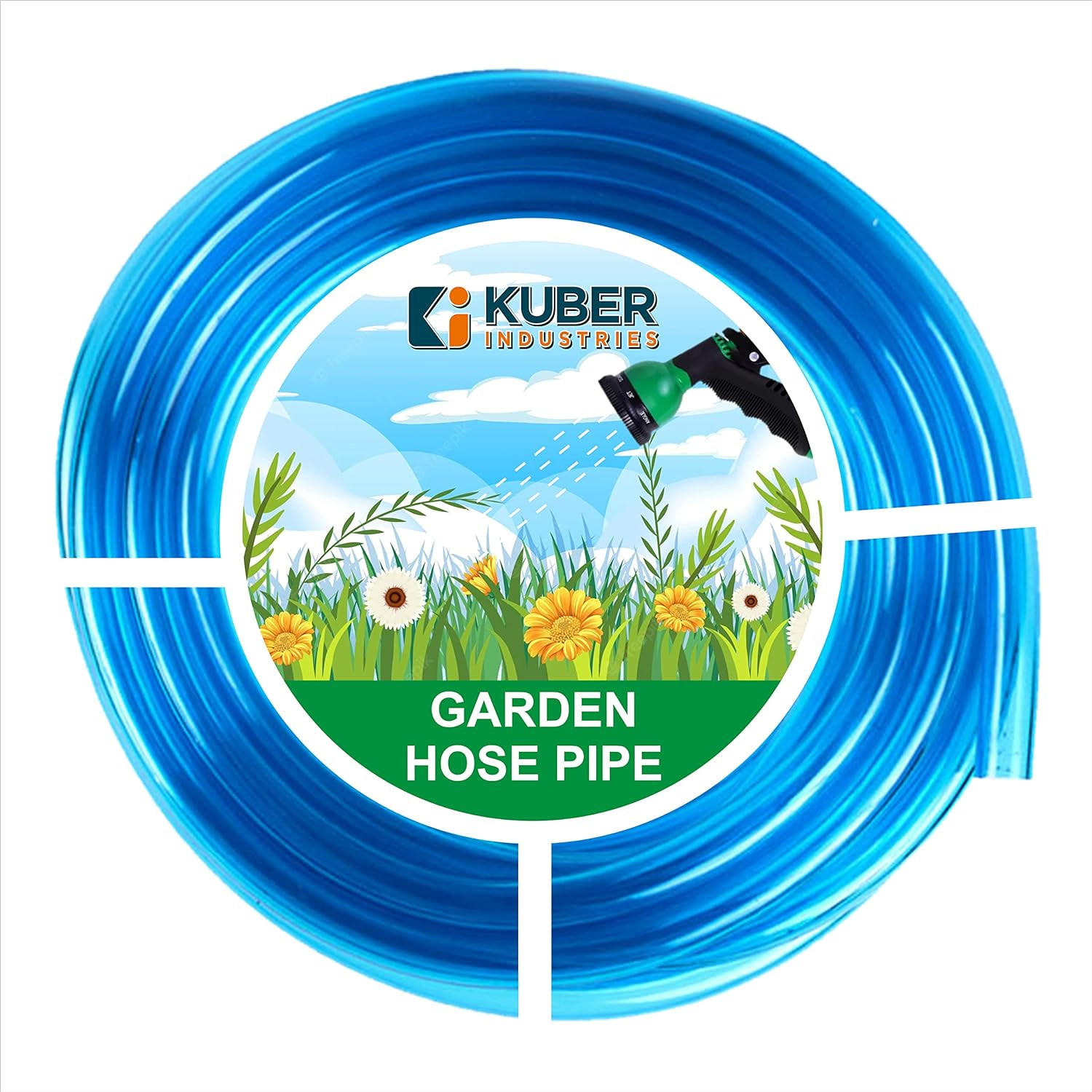 Kuber Industries Multiutility PVC Water Pipe | Multi-Utility Water Pipe for Garden, Car Cleaning & Pet Washing | Light Weight, Kink Proof Proof & Portable Hose Pipe for Gardening | 10 Meter | Blue |
