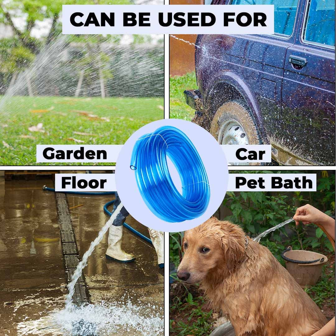 Kuber Industries Multiutility PVC Water Pipe | Multi-Utility Water Pipe for Garden, Car Cleaning & Pet Washing | Light Weight, Kink Proof Proof & Portable Hose Pipe for Gardening | 10 Meter | Blue |