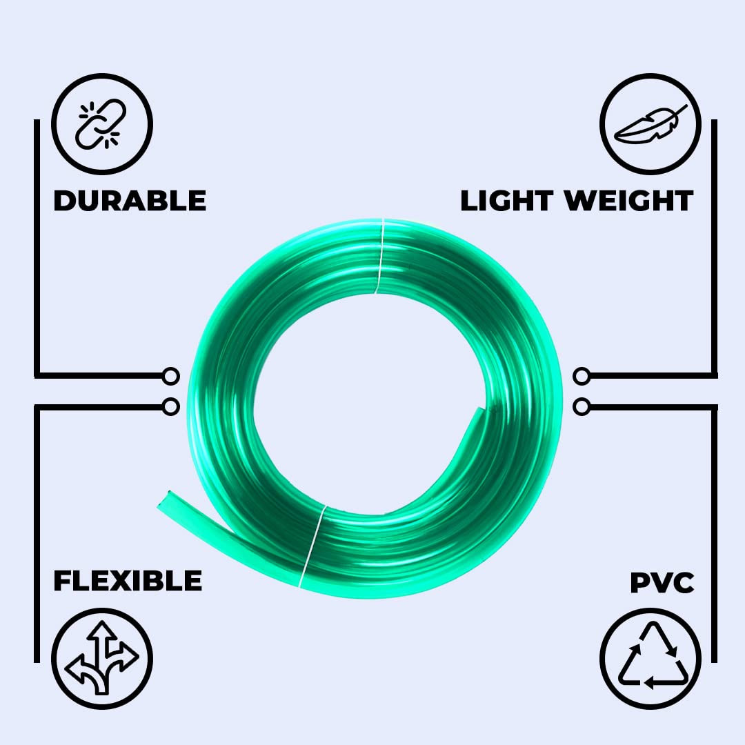 Kuber Industries Multiutility PVC Water Pipe | Multi-Utility Water Pipe for Garden, Car Cleaning & Pet Washing | Light Weight, Kink Proof Proof & Portable Hose Pipe for Gardening | 5 Meter | Green |
