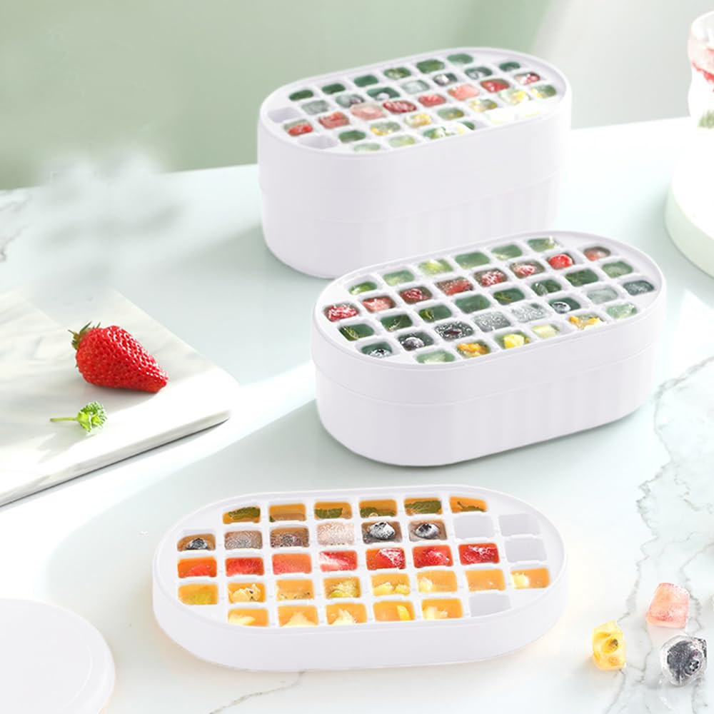 Kuber Industries Nail Press 2-Layer Ice Box|Flexible Ice Cube Tray|White