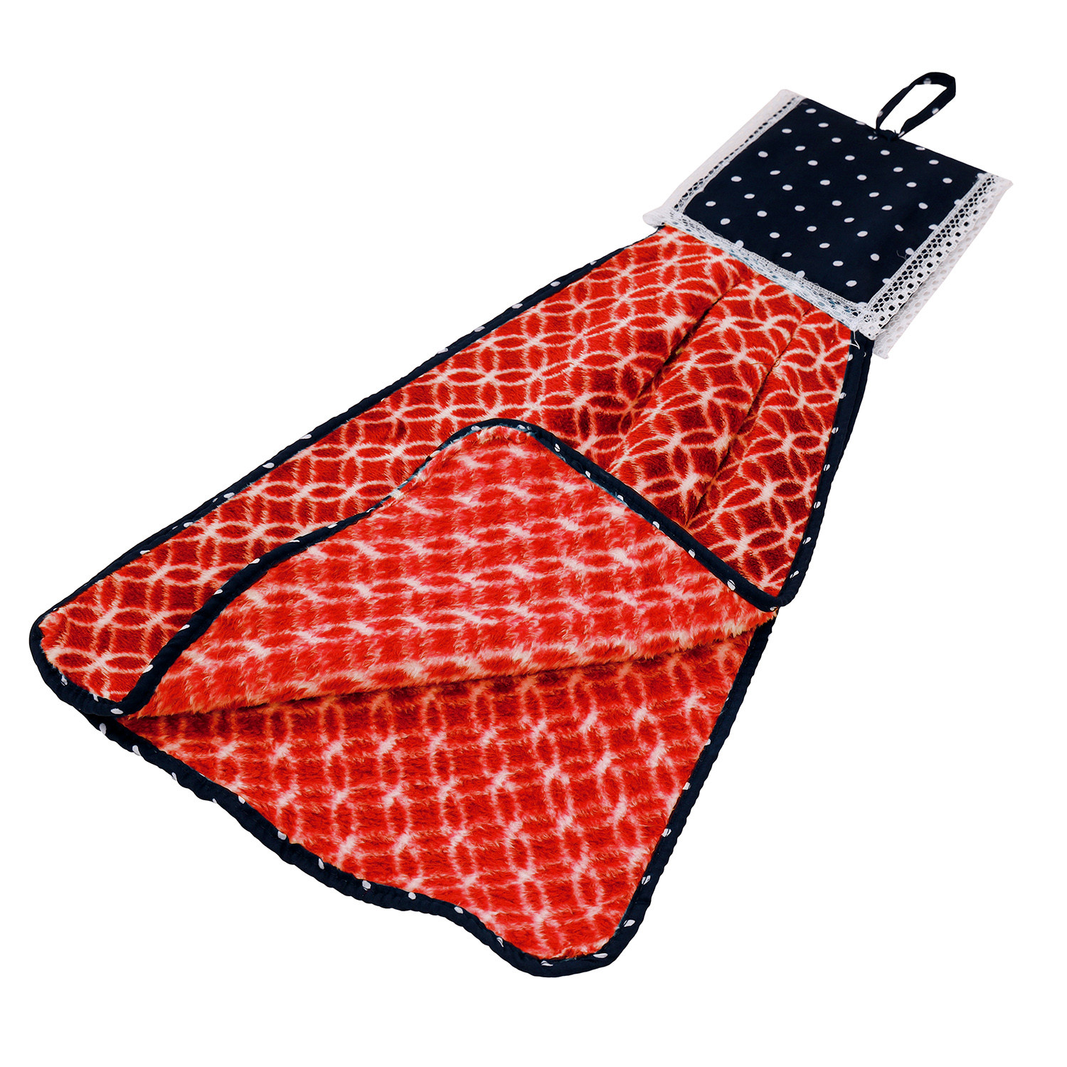 Kuber Industries Napkin  Washbasin Hanging Napkin  Kitchen Towel with Ties  Napkin for Kitchen  Circle Napkin for Bathroom  Hand Towel for Kitchen  Red