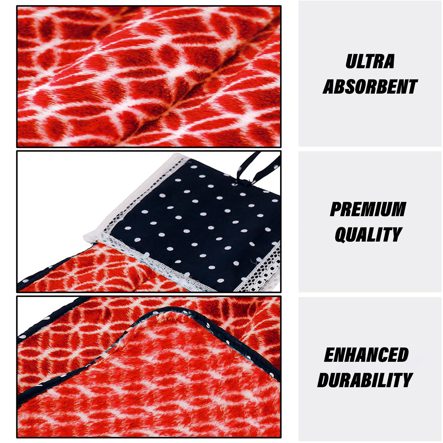 Kuber Industries Napkin  Washbasin Hanging Napkin  Kitchen Towel with Ties  Napkin for Kitchen  Circle Napkin for Bathroom  Hand Towel for Kitchen  Red