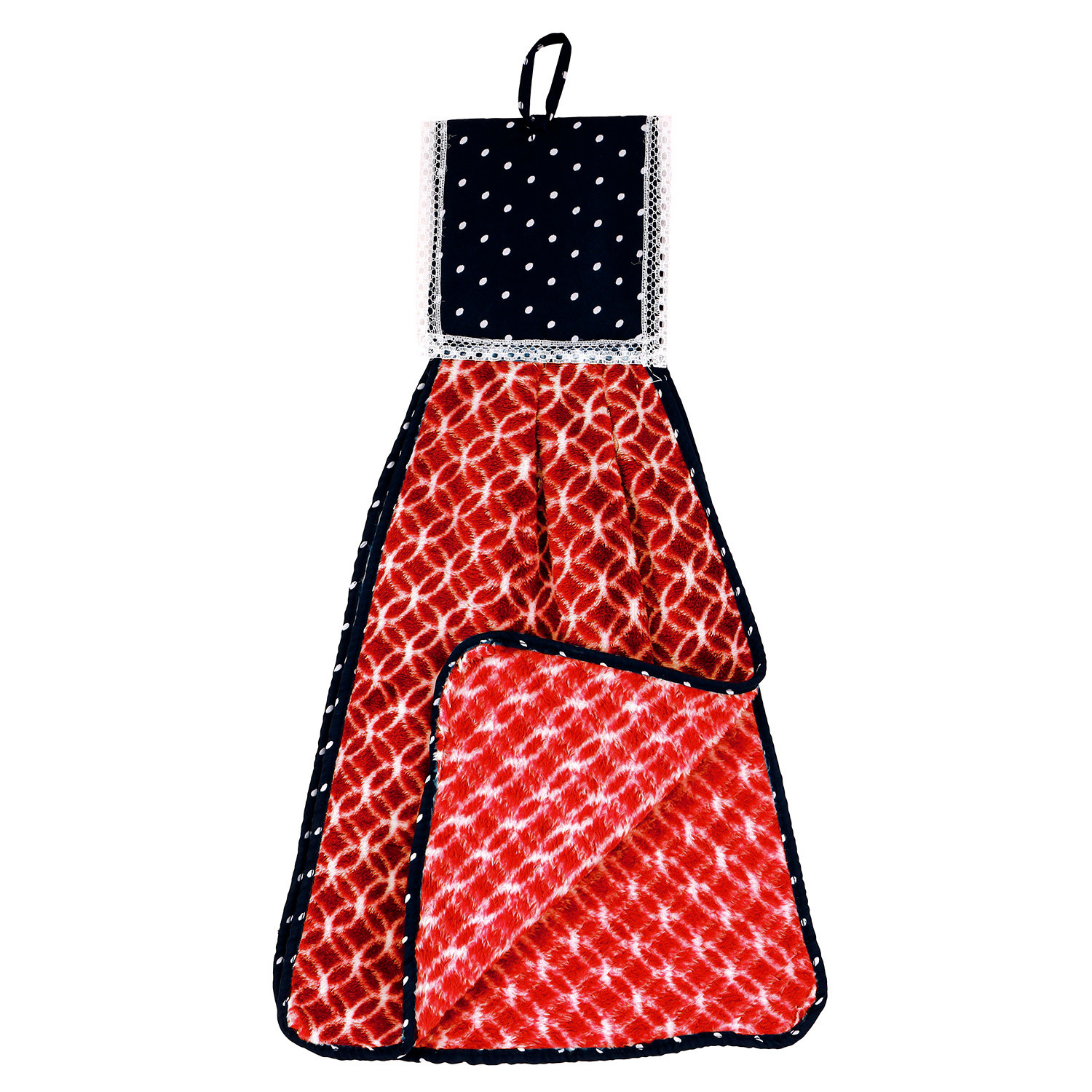 Kuber Industries Napkin  Washbasin Hanging Napkin  Kitchen Towel with Ties  Napkin for Kitchen  Circle Napkin for Bathroom  Hand Towel for Kitchen  Red