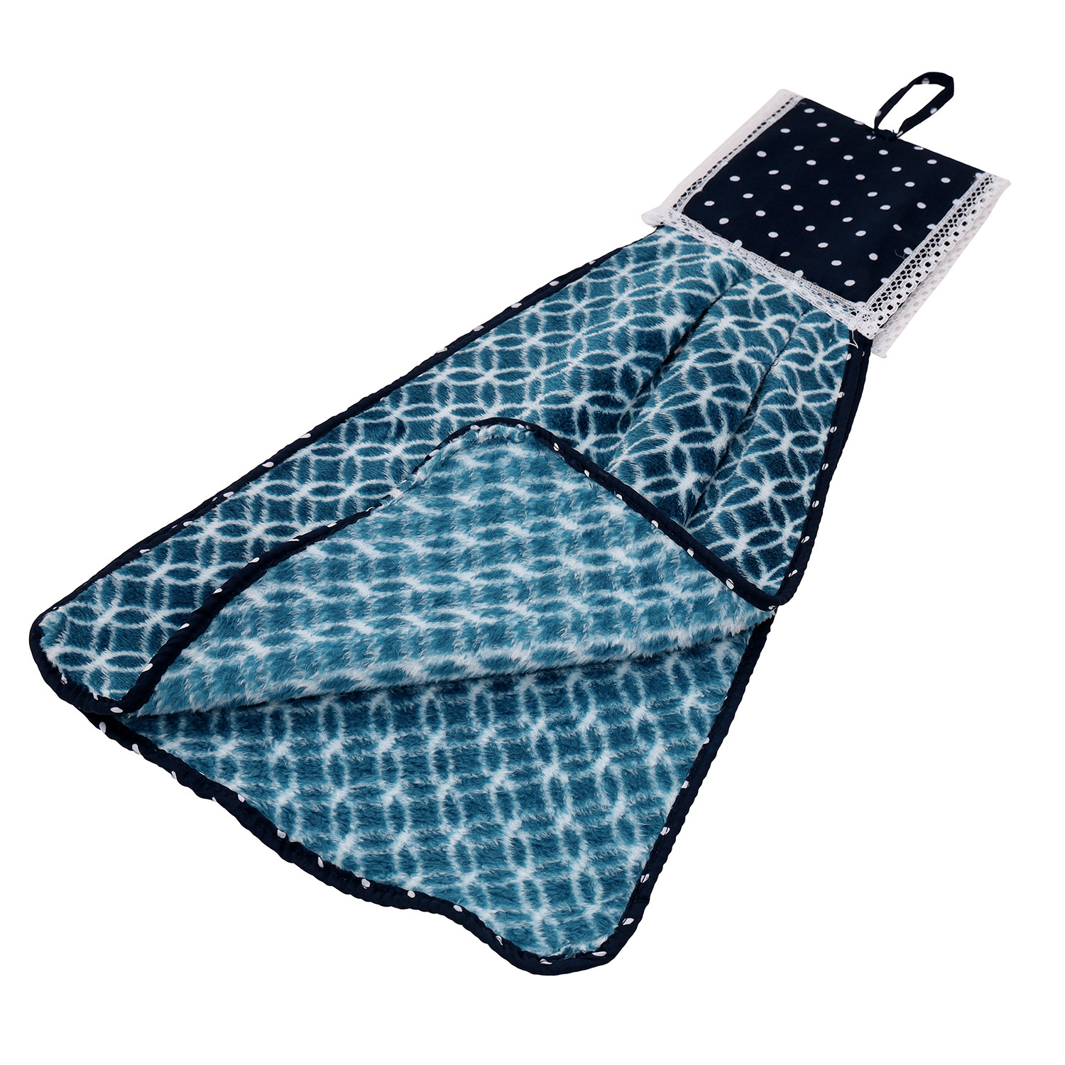 Kuber Industries Napkin  Washbasin Hanging Napkin  Kitchen Towel with Ties  Napkin for Kitchen  Circle Napkin for Bathroom  Hand Towel for Kitchen  Blue