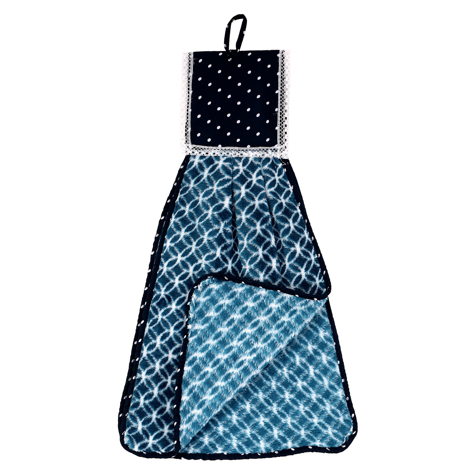 Kuber Industries Napkin  Washbasin Hanging Napkin  Kitchen Towel with Ties  Napkin for Kitchen  Circle Napkin for Bathroom  Hand Towel for Kitchen  Blue