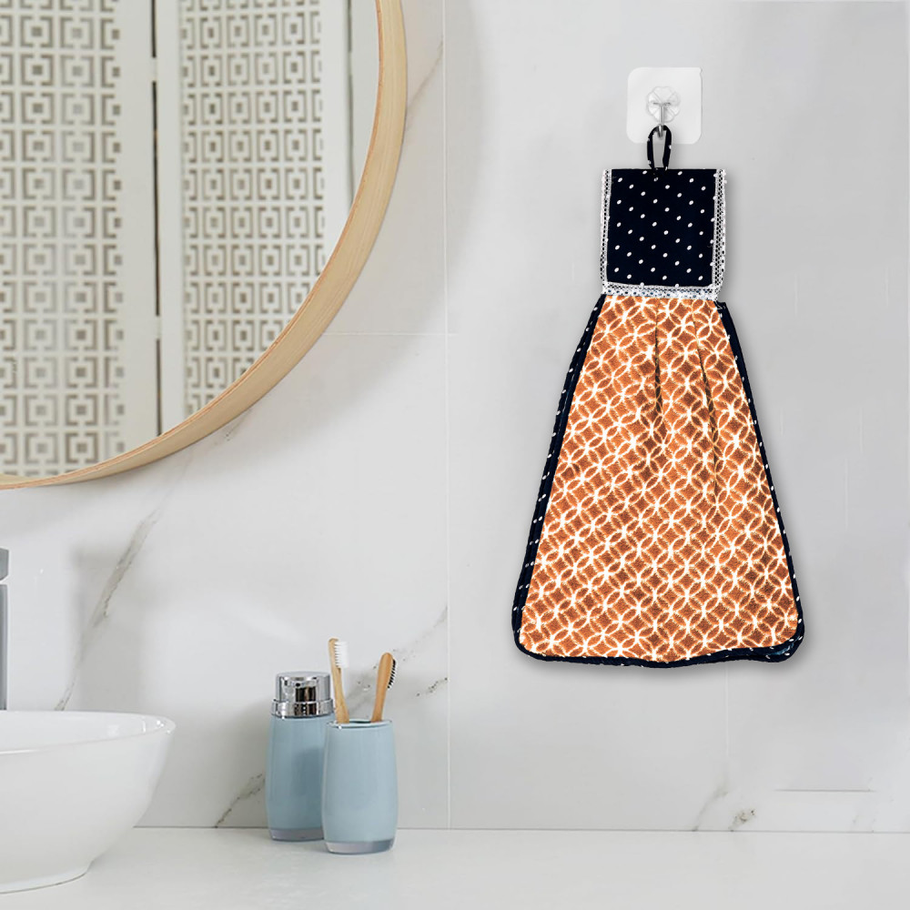Kuber Industries Napkin | Washbasin Hanging Napkin | Kitchen Towel with Ties | Napkin for Kitchen | Circle Napkin for Bathroom | Hand Towel for Kitchen | Golden