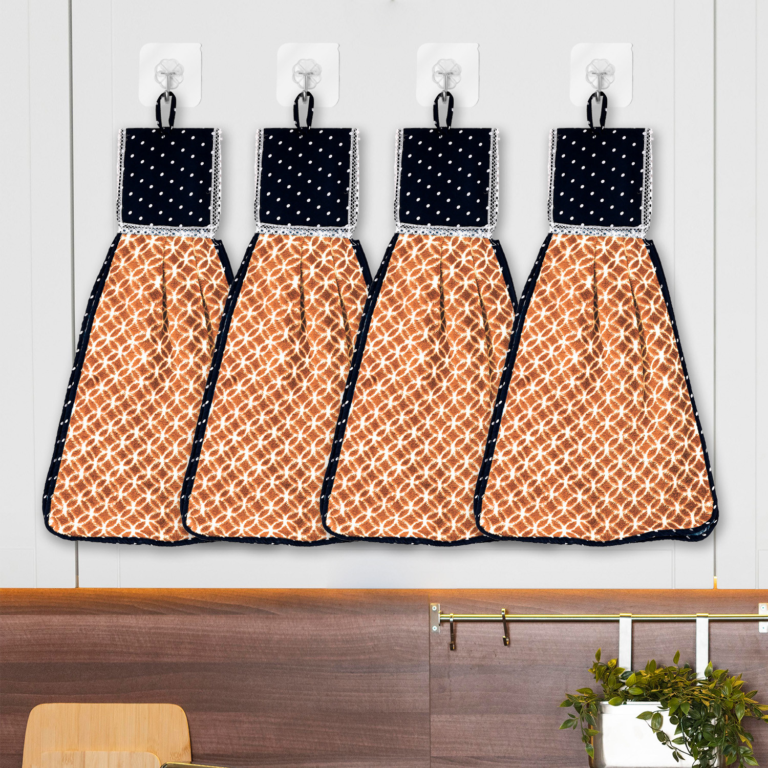 Kuber Industries Napkin | Washbasin Hanging Napkin | Kitchen Towel with Ties | Napkin for Kitchen | Circle Napkin for Bathroom | Hand Towel for Kitchen | Golden