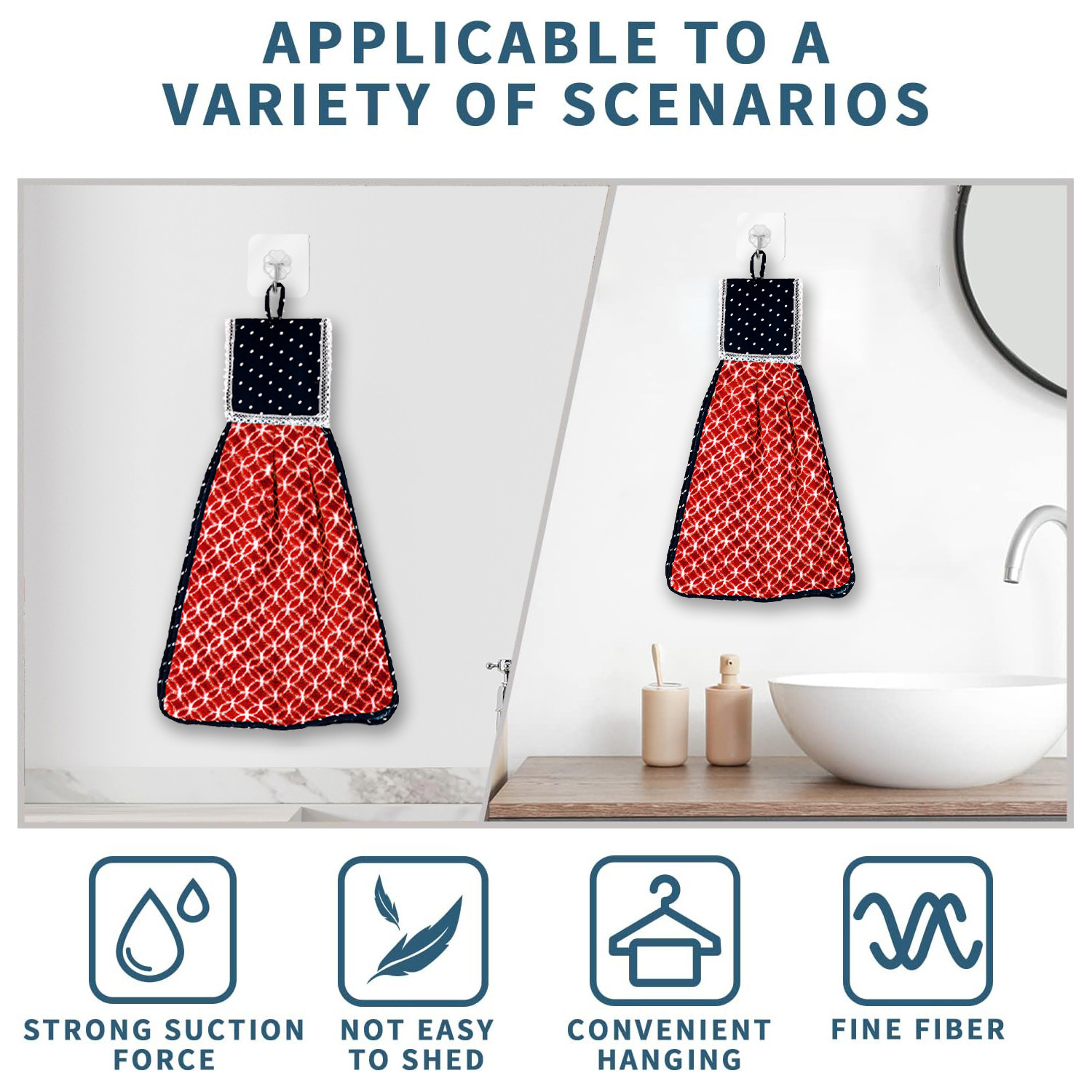 Kuber Industries Napkin | Washbasin Hanging Napkin | Kitchen Towel with Ties | Napkin for Kitchen | Circle Napkin for Bathroom | Hand Towel for Kitchen | Pack of 2 | Multi