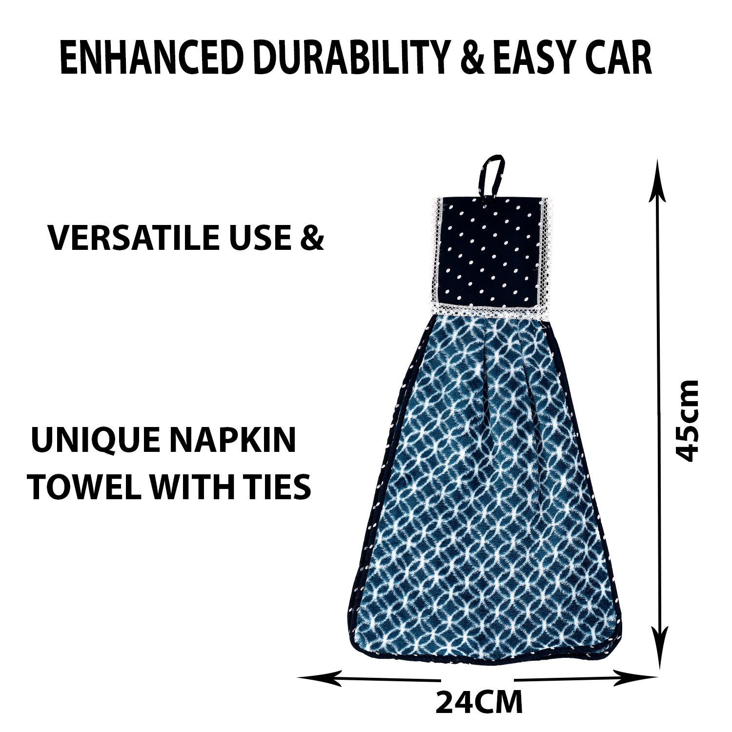 Kuber Industries Napkin | Washbasin Hanging Napkin | Kitchen Towel with Ties | Napkin for Kitchen | Circle Napkin for Bathroom | Hand Towel for Kitchen | Pack of 3 | Multi