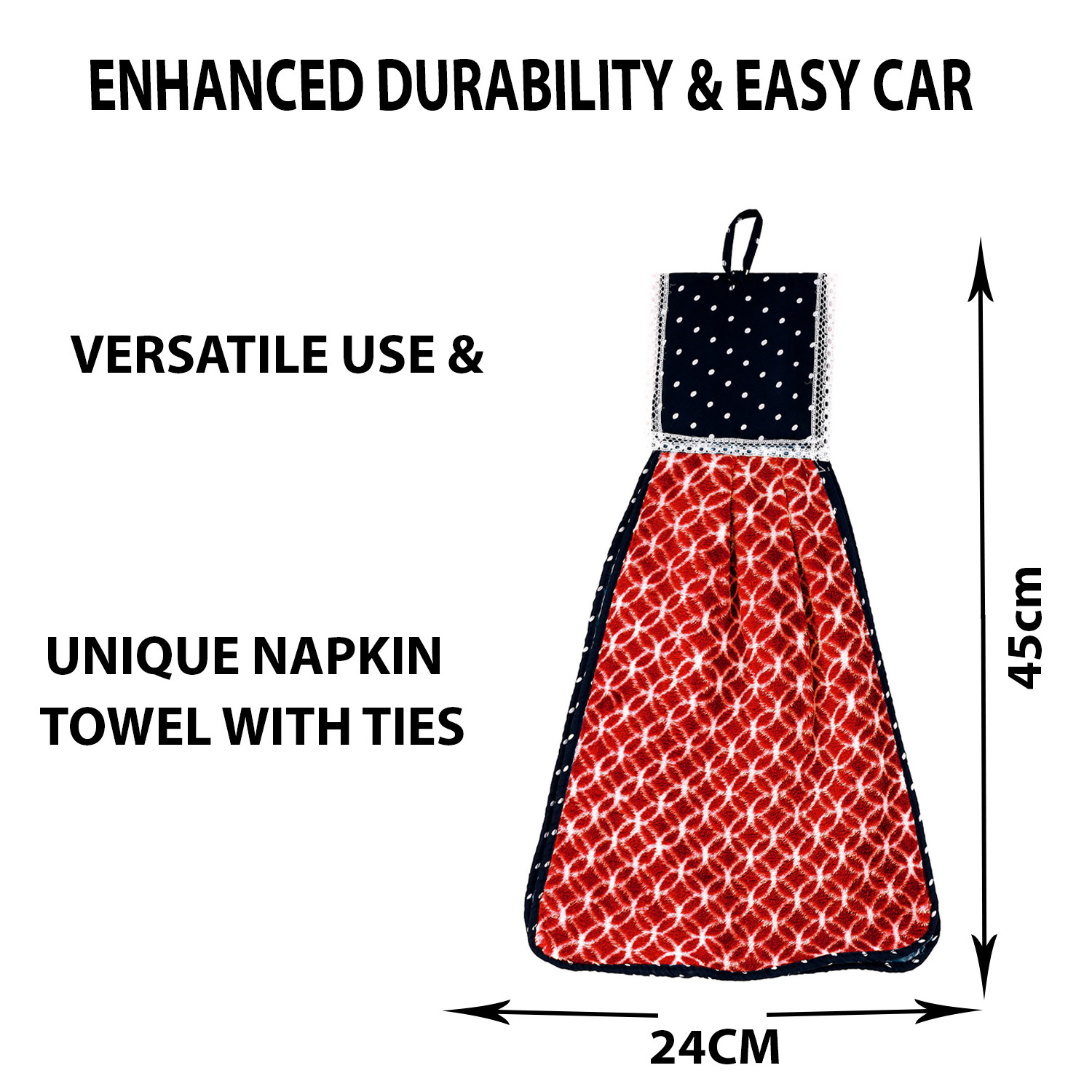 Kuber Industries Napkin | Washbasin Hanging Napkin | Kitchen Towel with Ties | Napkin for Kitchen | Circle Napkin for Bathroom | Hand Towel for Kitchen | Pack of 3 | Multi
