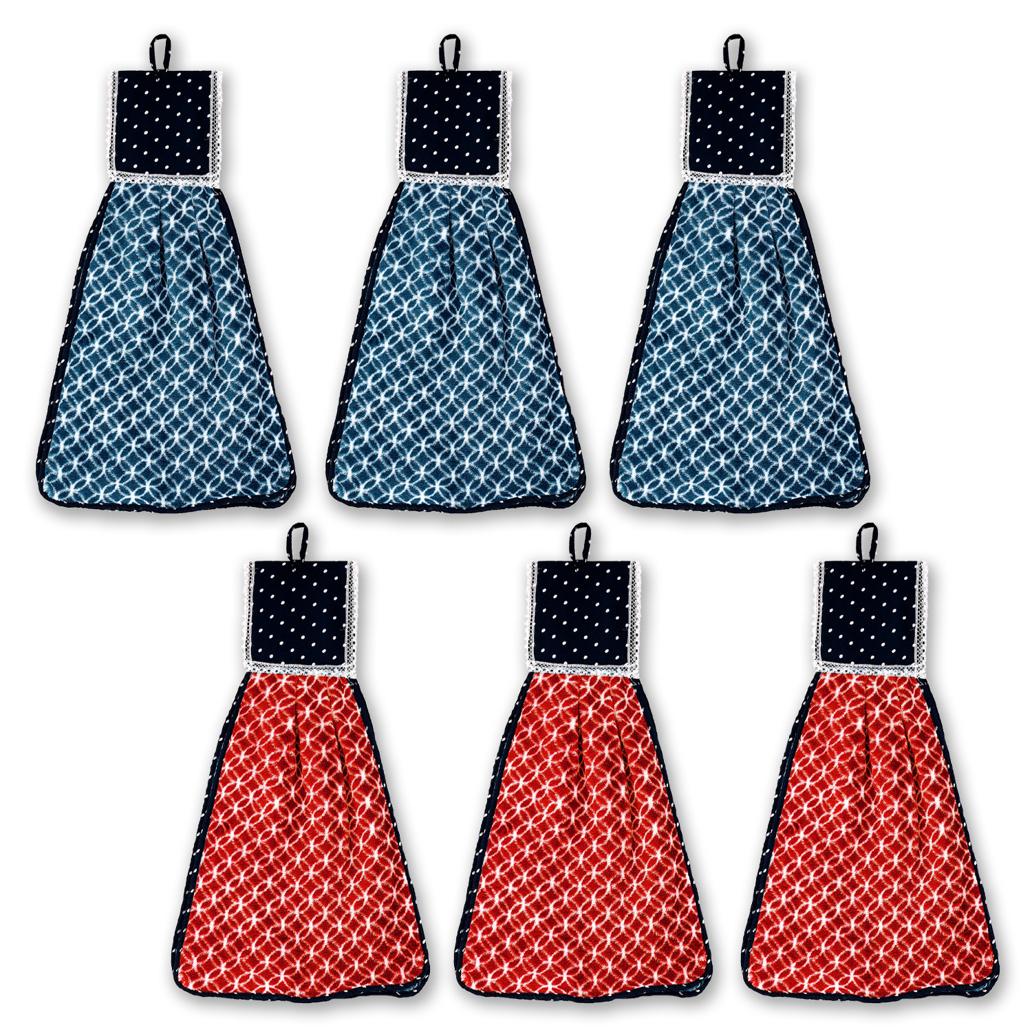 Kuber Industries Napkin | Washbasin Hanging Napkin | Kitchen Towel with Ties | Napkin for Kitchen | Circle Napkin for Bathroom | Hand Towel for Kitchen | Pack of 6 | Multi