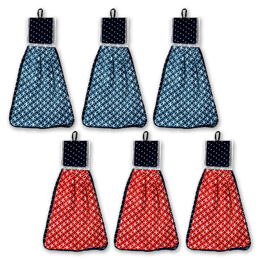 Kuber Industries Napkin | Washbasin Hanging Napkin | Kitchen Towel with Ties | Napkin for Kitchen | Circle Napkin for Bathroom | Hand Towel for Kitchen | Pack of 6 | Multi