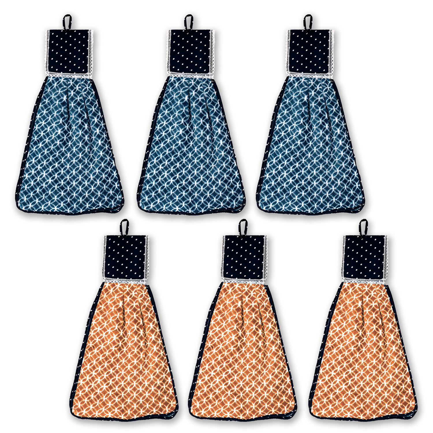Kuber Industries Napkin | Washbasin Hanging Napkin | Kitchen Towel with Ties | Napkin for Kitchen | Circle Napkin for Bathroom | Hand Towel for Kitchen | Pack of 6 | Multi