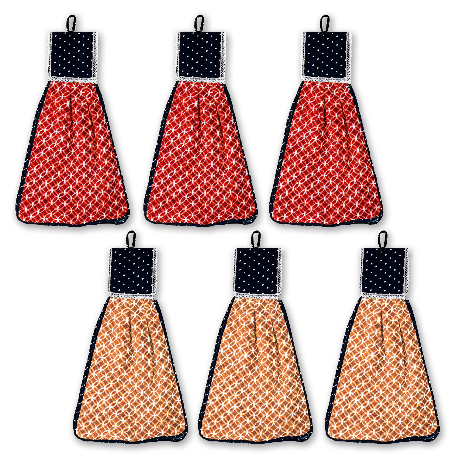 Kuber Industries Napkin | Washbasin Hanging Napkin | Kitchen Towel with Ties | Napkin for Kitchen | Circle Napkin for Bathroom | Hand Towel for Kitchen | Pack of 6 | Multi