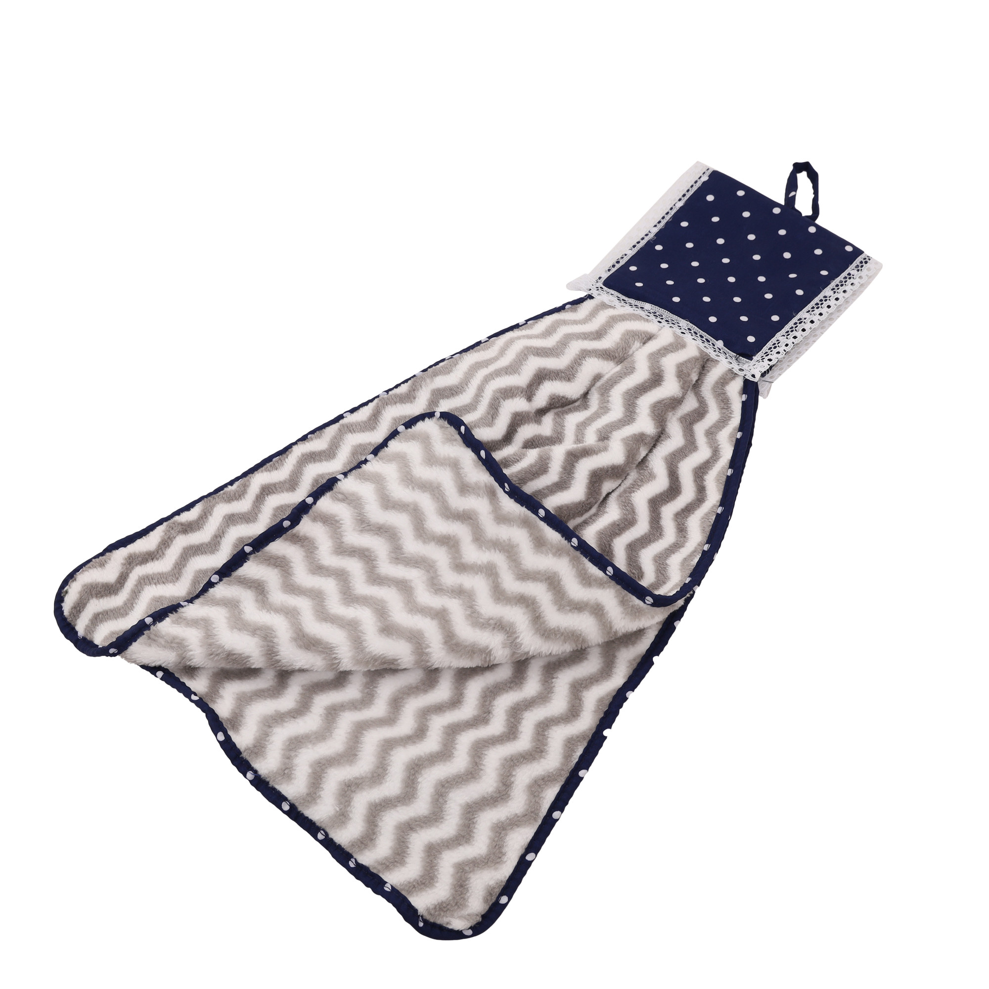 Kuber Industries Napkin  Washbasin Hanging Napkin  Kitchen Towel with Ties  Napkin for Kitchen  Zig Zag Napkin for Bathroom  Hand Towel for Kitchen  Gray