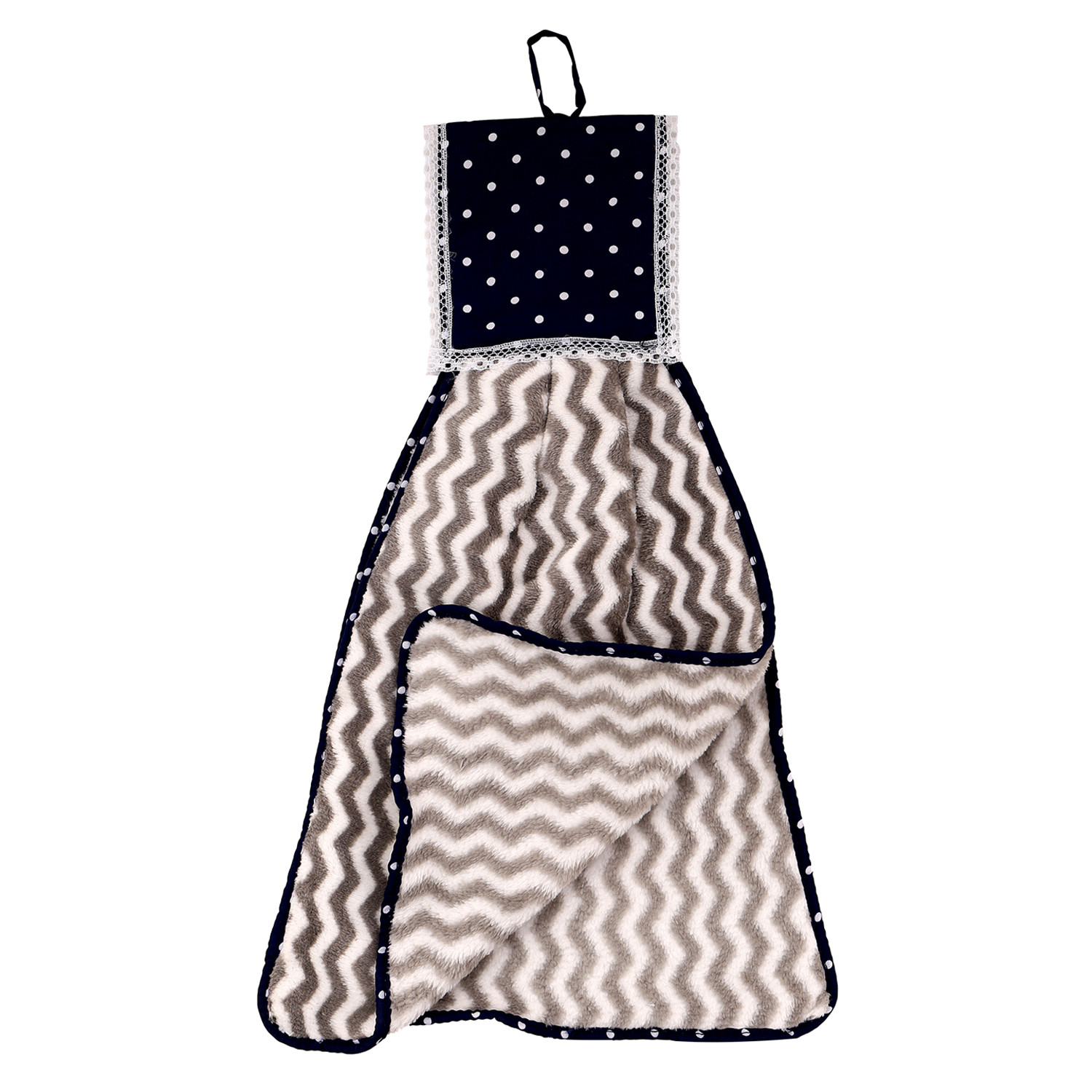 Kuber Industries Napkin  Washbasin Hanging Napkin  Kitchen Towel with Ties  Napkin for Kitchen  Zig Zag Napkin for Bathroom  Hand Towel for Kitchen  Gray