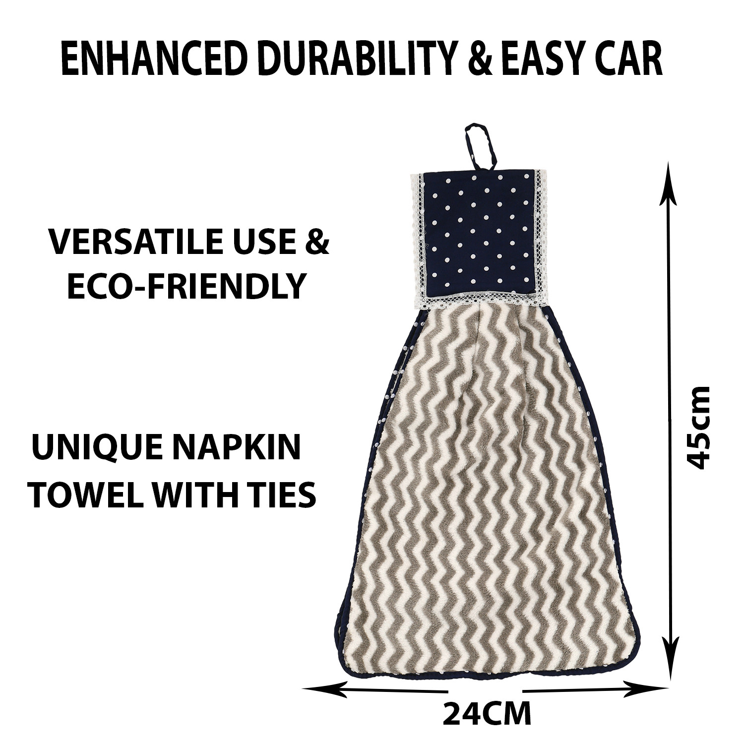 Kuber Industries Napkin | Washbasin Hanging Napkin | Kitchen Towel with Ties | Napkin for Kitchen | Zig Zag Napkin for Bathroom | Hand Towel for Kitchen | Pack of 2 | Multi