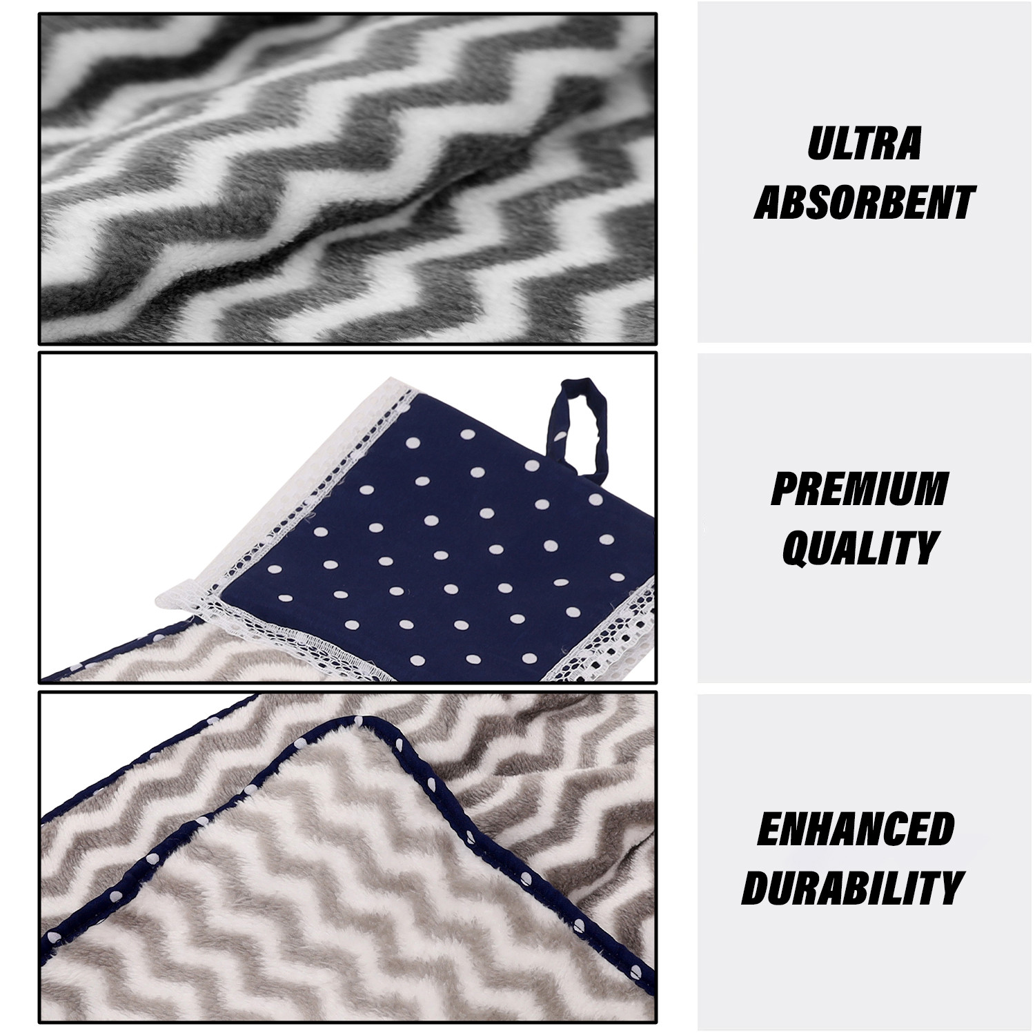 Kuber Industries Napkin | Washbasin Hanging Napkin | Kitchen Towel with Ties | Napkin for Kitchen | Zig Zag Napkin for Bathroom | Hand Towel for Kitchen | Pack of 3 | Multi