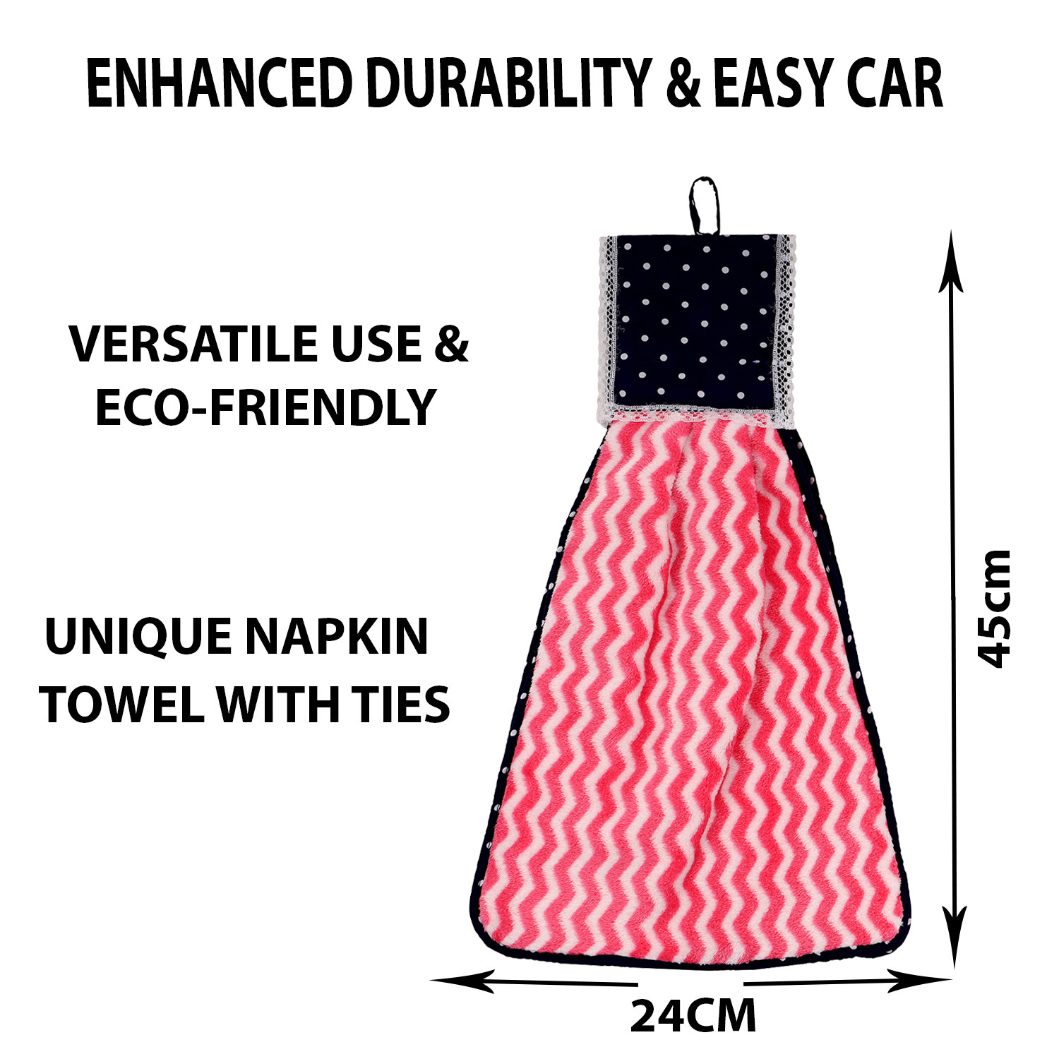 Kuber Industries Napkin | Washbasin Hanging Napkin | Kitchen Towel with Ties | Napkin for Kitchen | Zig Zag Napkin for Bathroom | Hand Towel for Kitchen | Pack of 3 | Multi