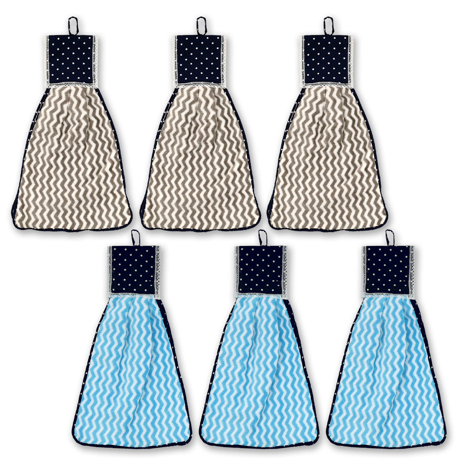 Kuber Industries Napkin | Washbasin Hanging Napkin | Kitchen Towel with Ties | Napkin for Kitchen | Zig Zag Napkin for Bathroom | Hand Towel for Kitchen | Pack of 6 | Multi