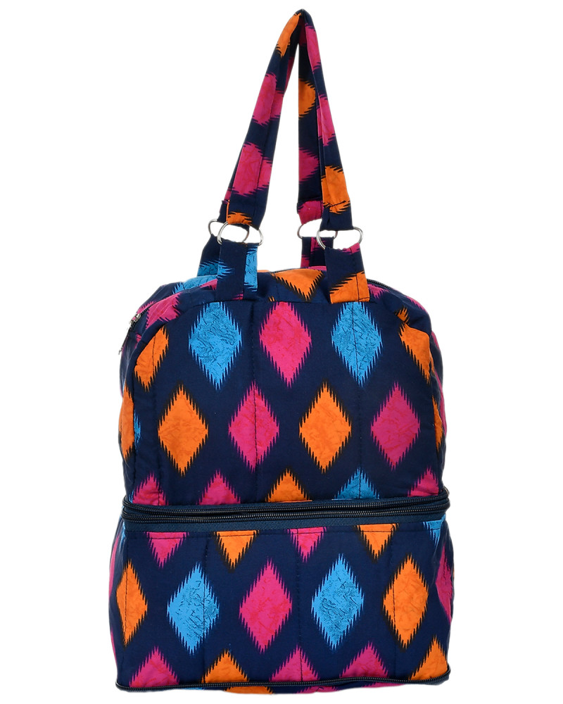 Kuber Industries Navajo Pattern Multiuses Hand Bag: Tote Bag: Travel Toiletry Bag For Women/Girls (Blue)