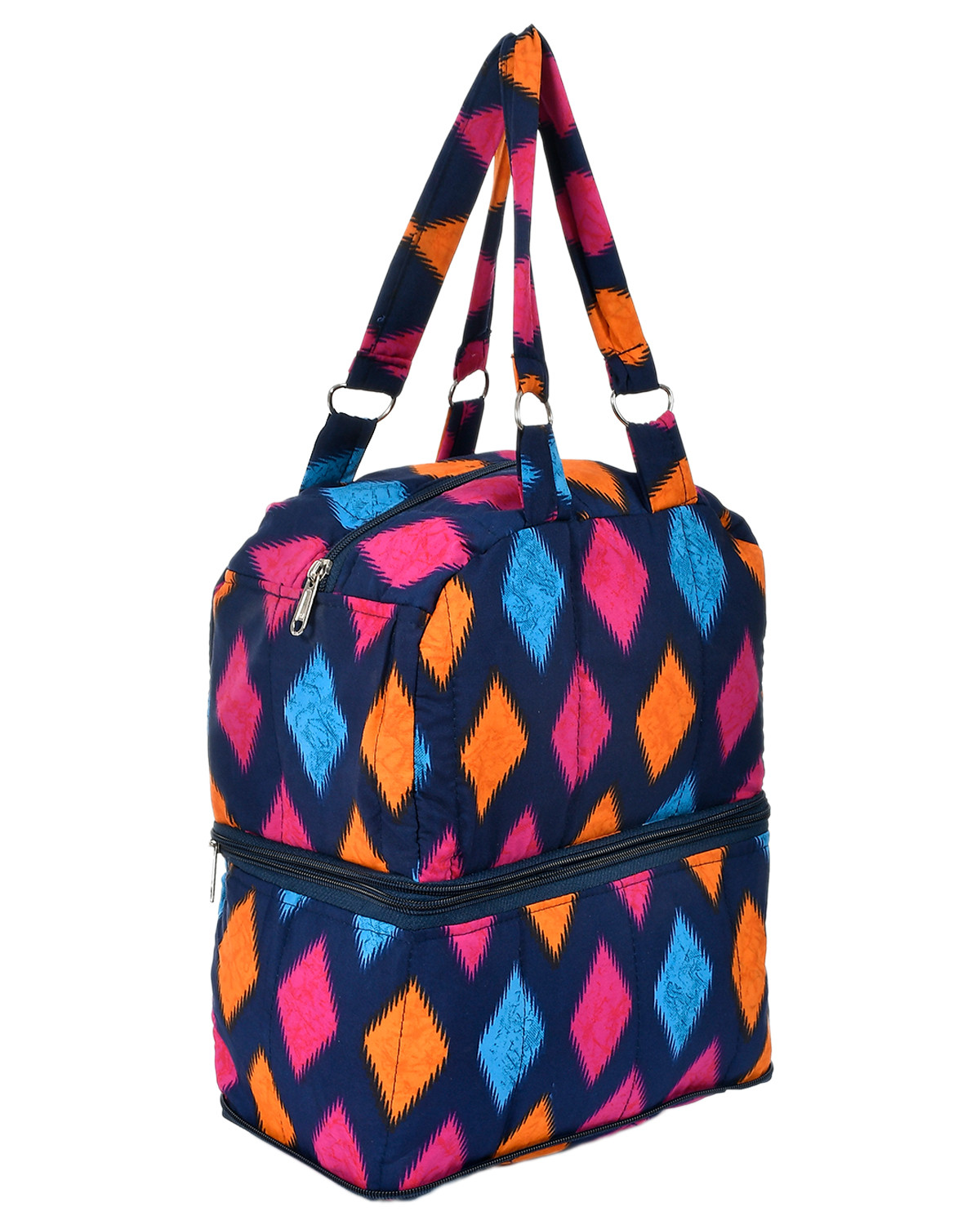 Kuber Industries Navajo Pattern Multiuses Hand Bag: Tote Bag: Travel Toiletry Bag For Women/Girls (Blue)