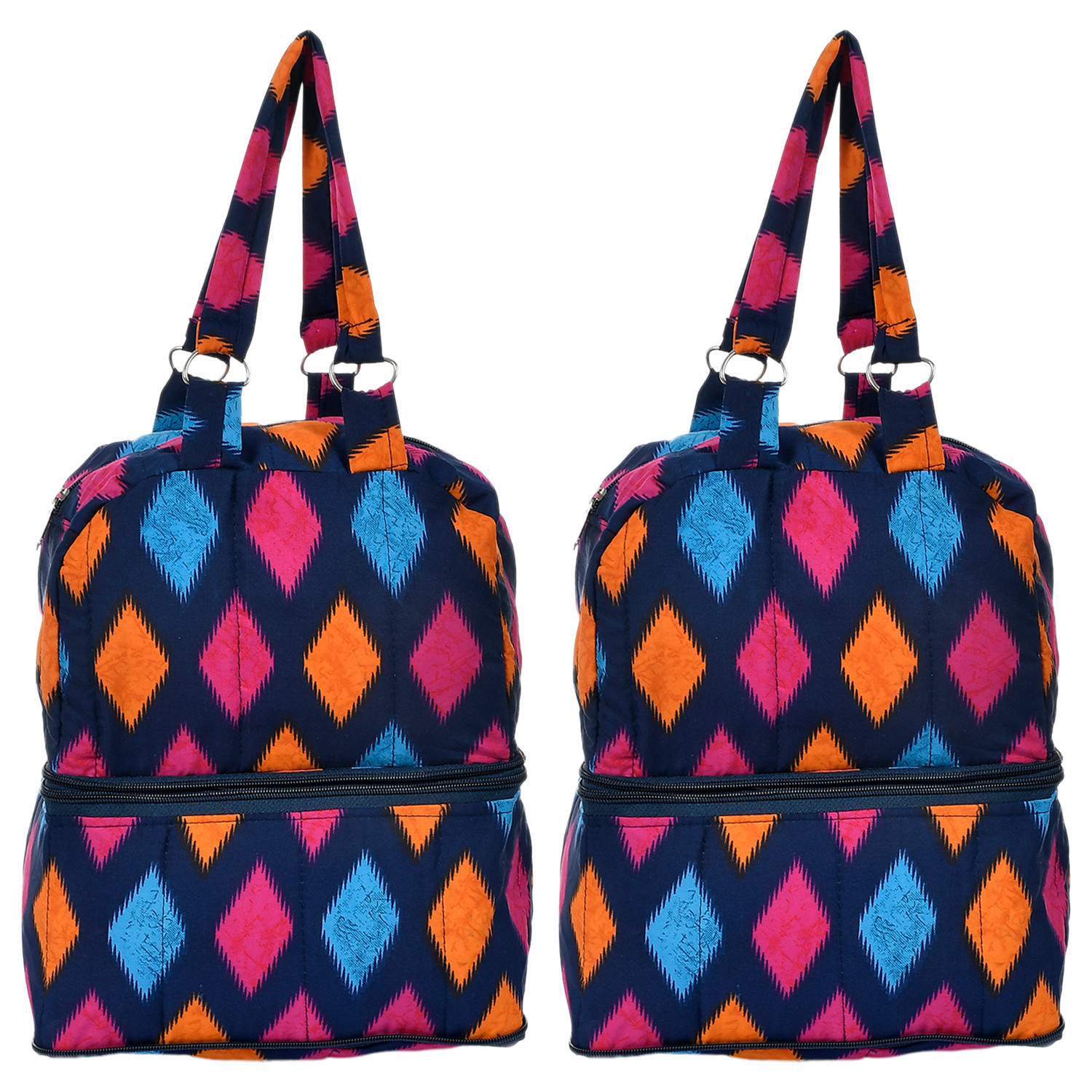 Kuber Industries Navajo Pattern Multiuses Hand Bag: Tote Bag: Travel Toiletry Bag For Women/Girls (Blue)