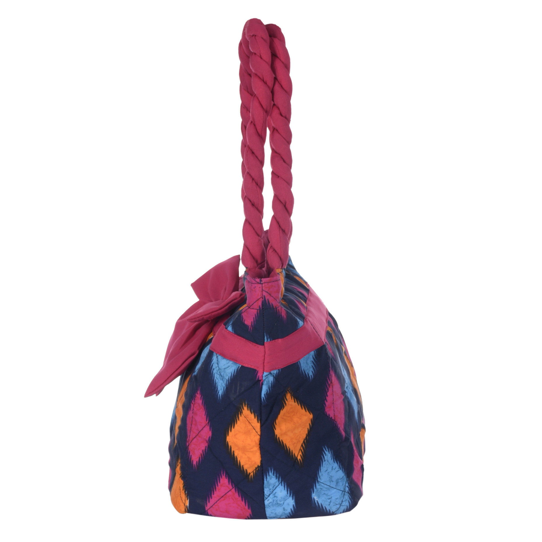Kuber Industries Navajo Print Hand Bag, Bow Bag For Women/Girls With Handle (Blue)