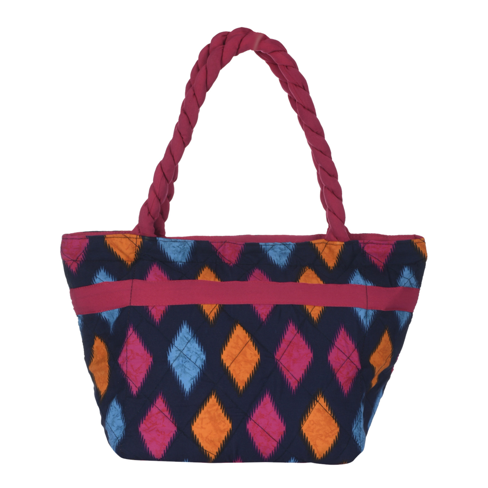 Kuber Industries Navajo Print Hand Bag, Bow Bag For Women/Girls With Handle (Blue)
