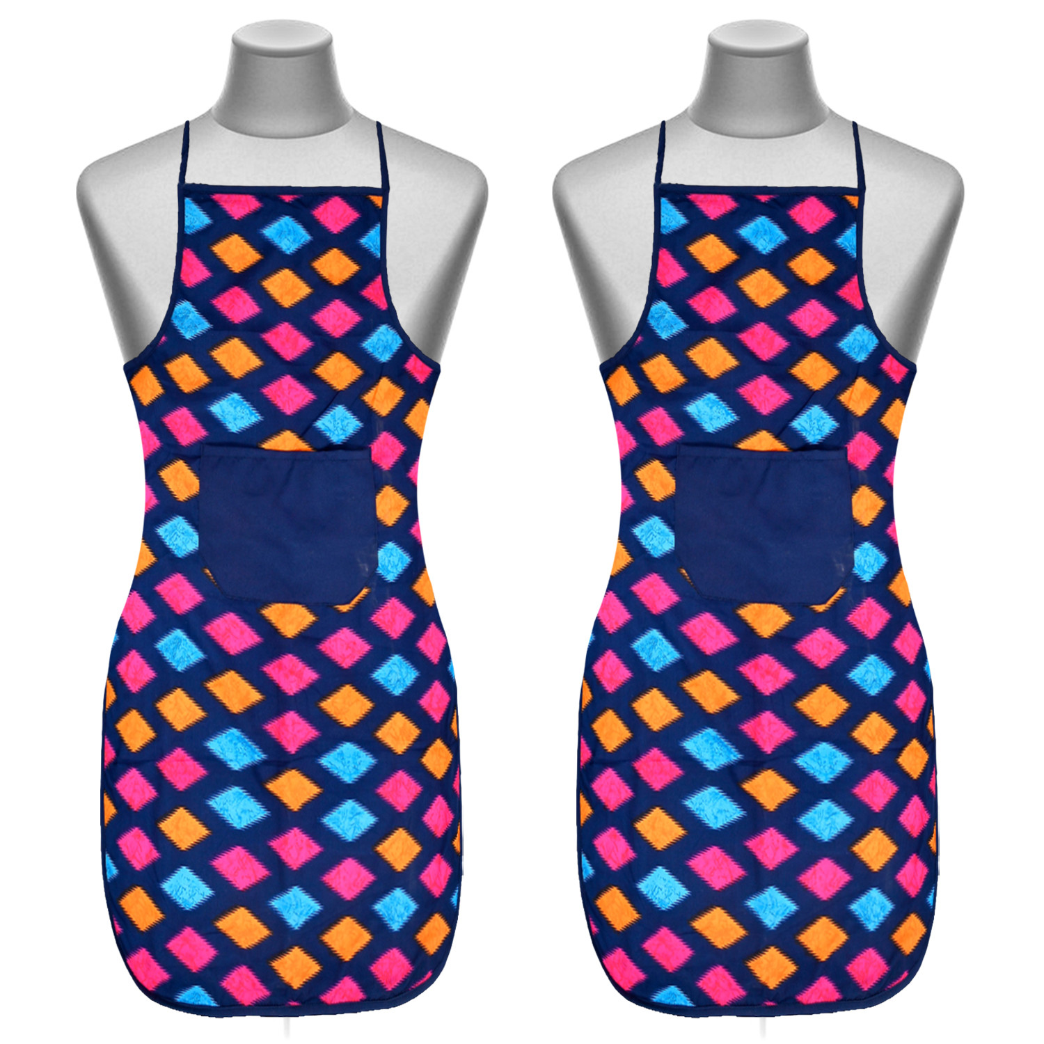 Kuber Industries Navajo Printed Apron with 1 Front Pocket (Blue)