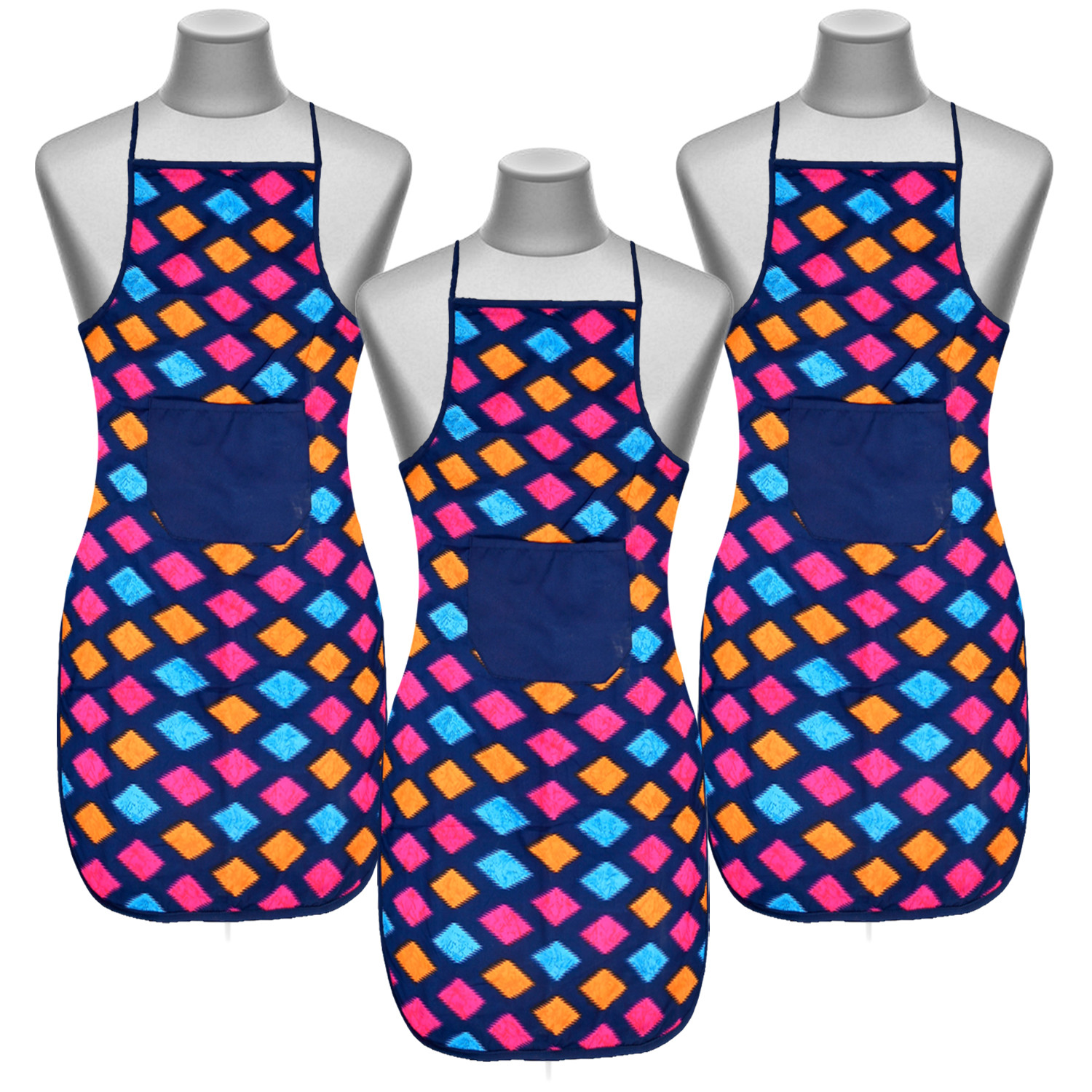 Kuber Industries Navajo Printed Apron with 1 Front Pocket (Blue)