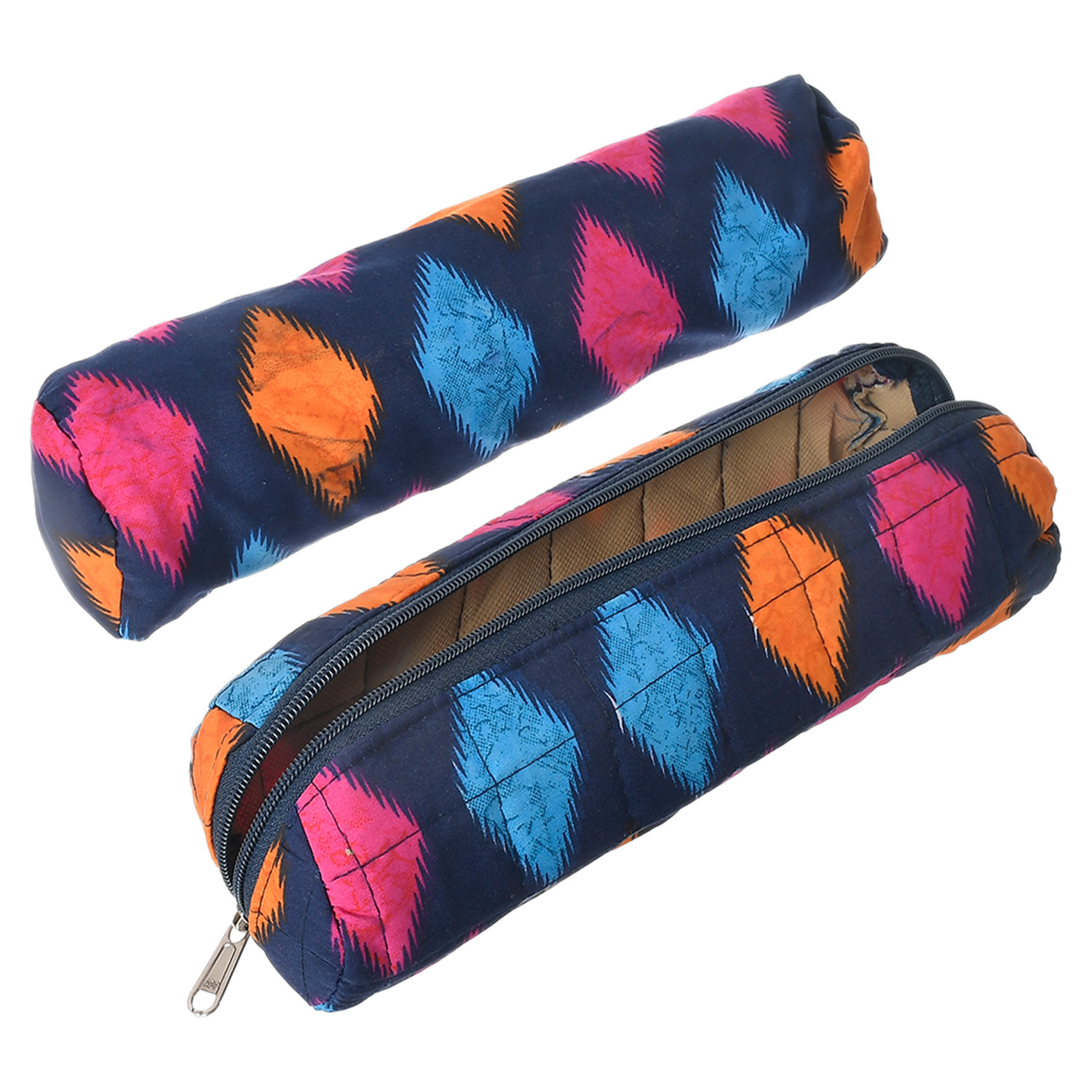 Kuber Industries Navajo Printed Single Rod Cotton Bangle/Watch/Bracelet Organizer (Blue)