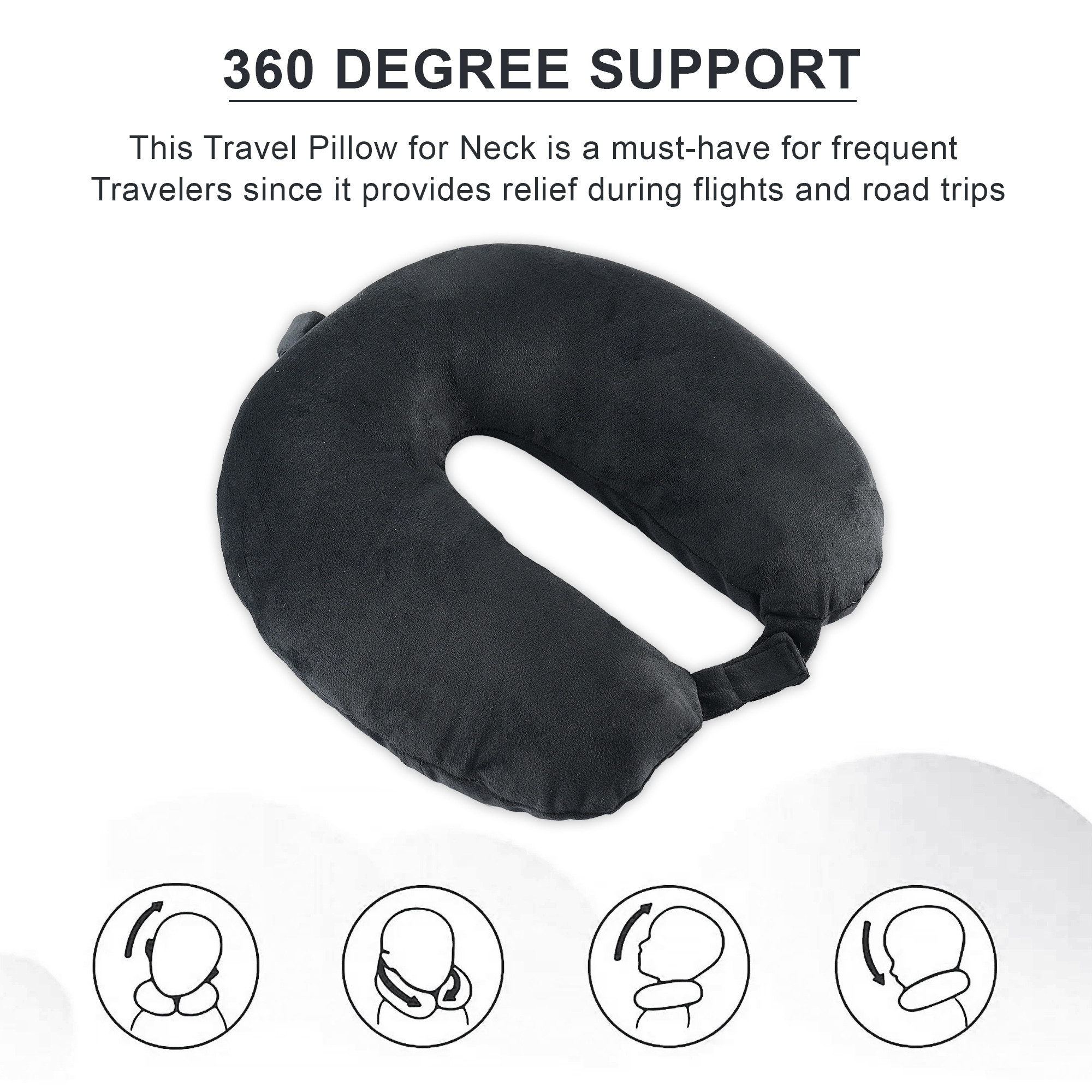 Kuber Industries Neck Pillow  Plain Travel Pillow for Neck  Neck Rest Pillow  Neck Cushion Pillow for Car  Microfiber Pillow for Neck  Blue