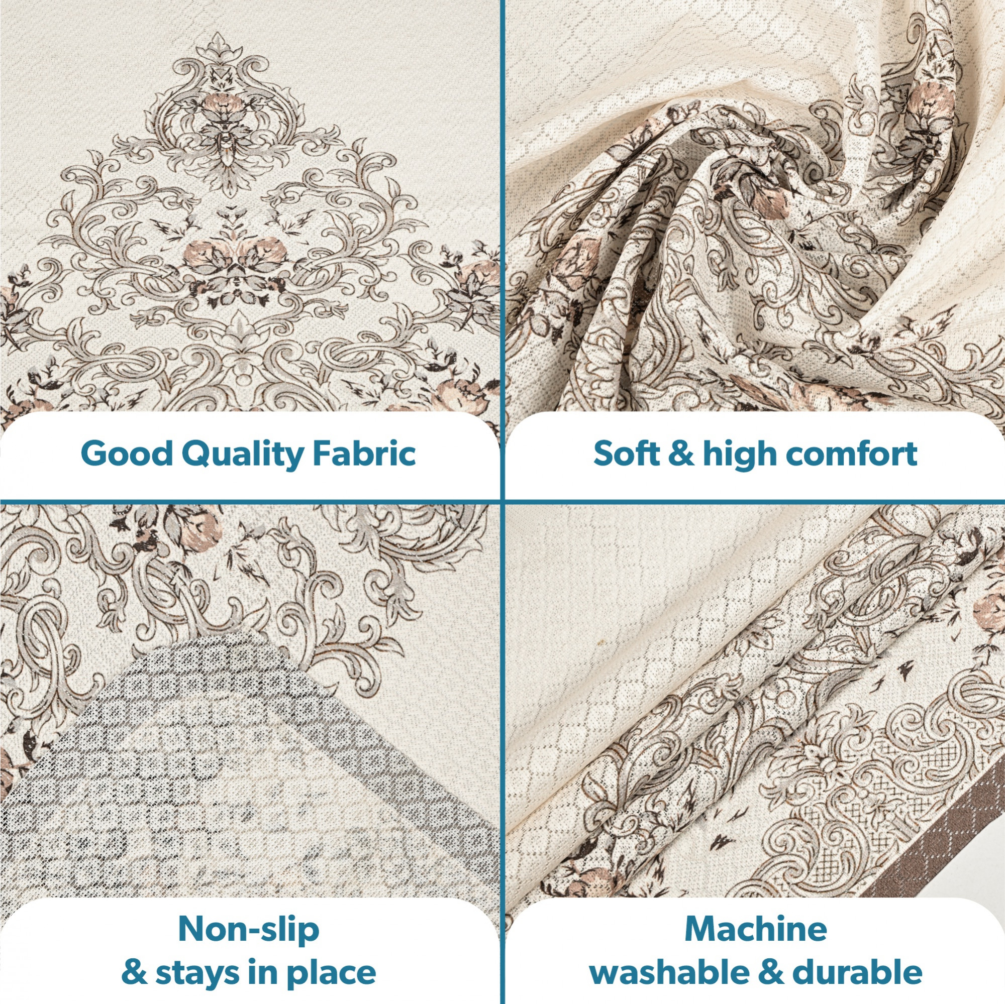 Kuber Industries Net Cotton Long Sofa Cover 3 Seater for Living Room  Cover for Sofa Furniture Protector for Home and Office  Sofacover Cloth for Home Decor and Hall  Paradise 1176 - Brown