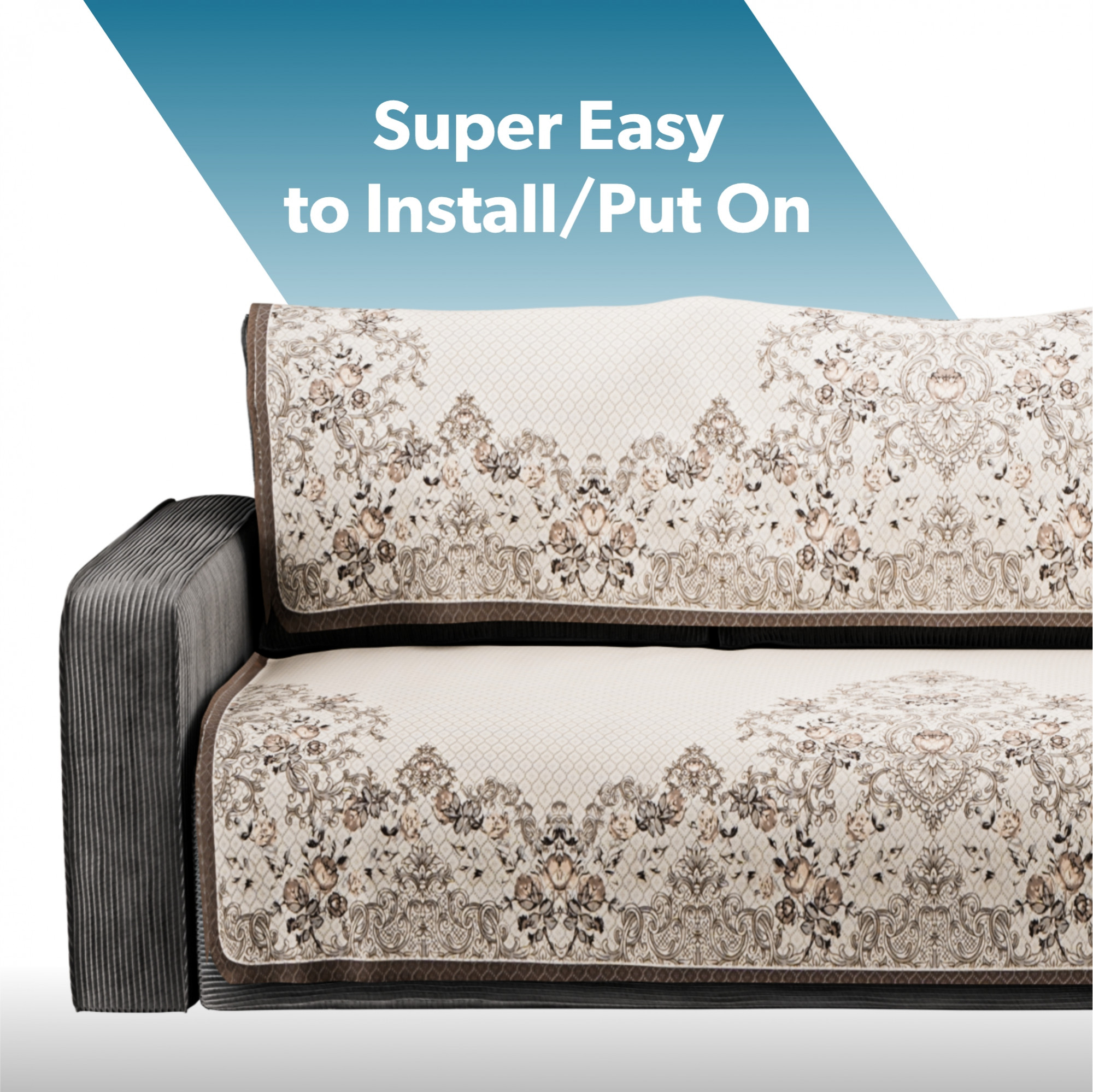 Kuber Industries Net Cotton Long Sofa Cover 3 Seater for Living Room  Cover for Sofa Furniture Protector for Home and Office  Sofacover Cloth for Home Decor and Hall  Paradise 1176 - Brown