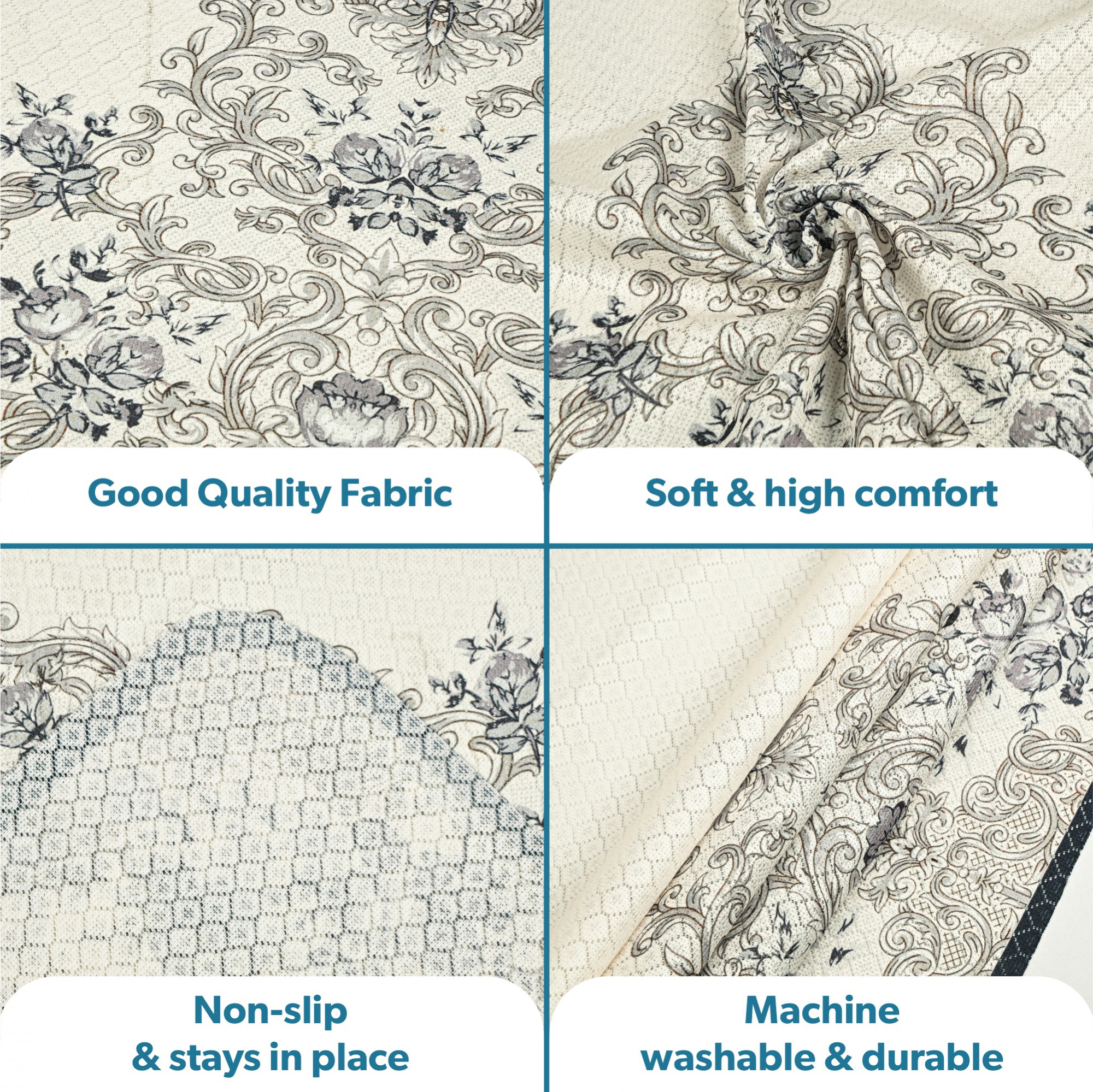 Kuber Industries Net Cotton Long Sofa Cover 3 Seater for Living Room  Cover for Sofa Furniture Protector for Home and Office  Sofacover Cloth for Home Decor and Hall  Paradise 1176 - Blue