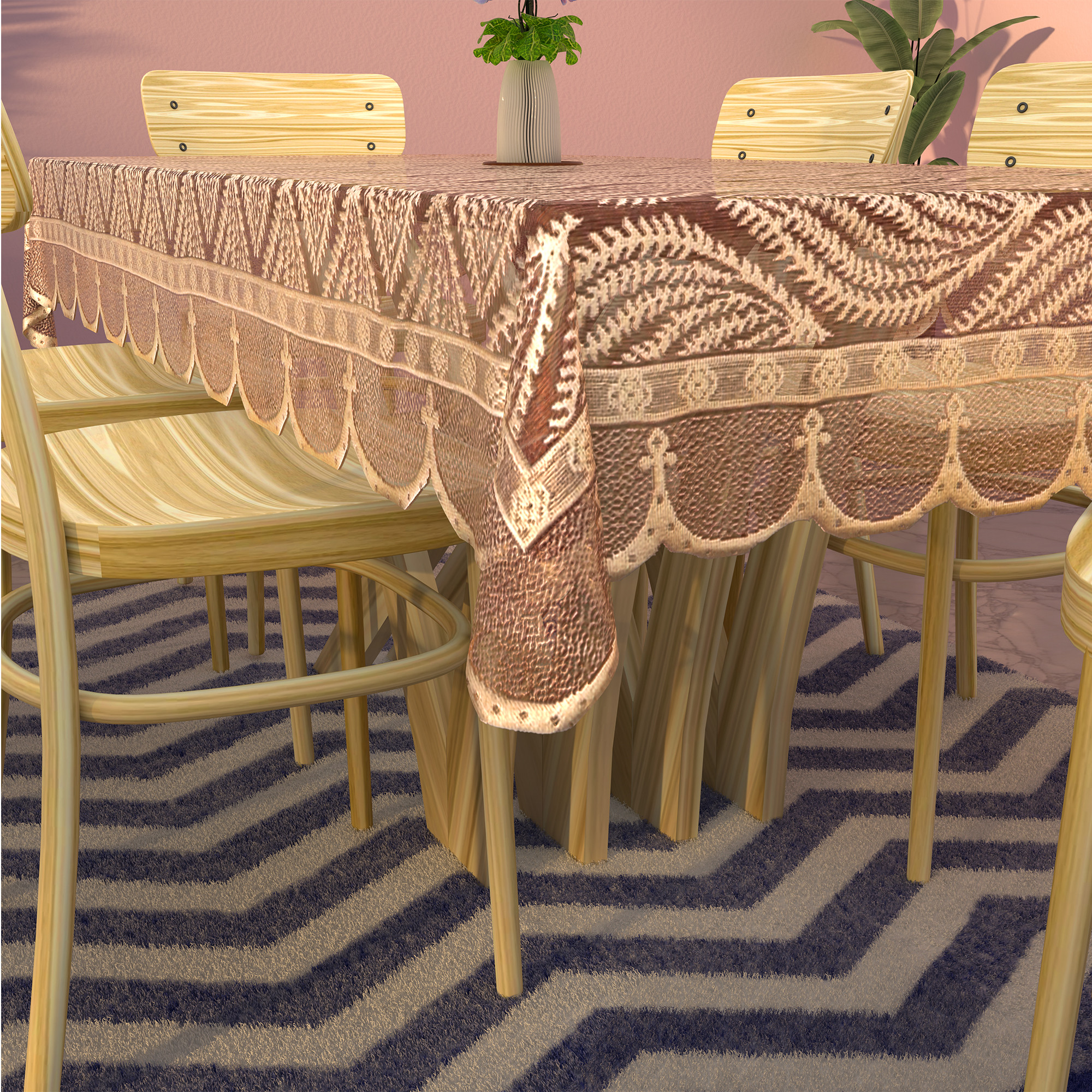 Kuber Industries Net Cotton Table Cloth for  Dining Table    Durable  Washable Table Sheet  Protector Cover for Home Office  Restaurants  Coconut Bright - Maroon