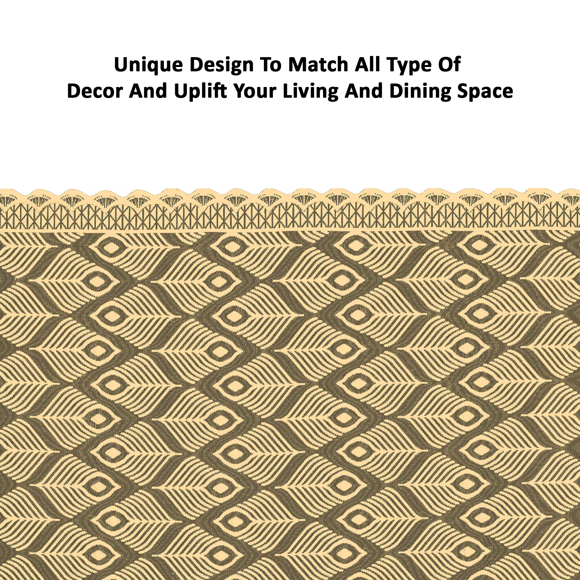 Kuber Industries Net Cotton Table Cloth for 6 Seater Dining Table  60x90 Inch  Durable  Washable Table Sheet  Protector Cover for Home Office  Restaurants  Pankh Design-Golden