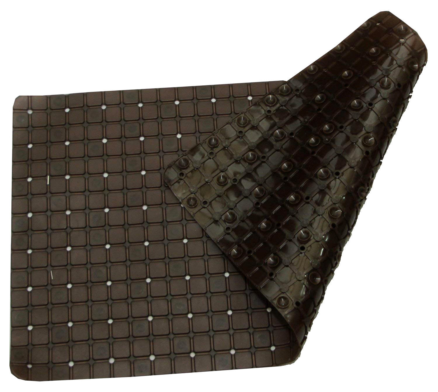 Kuber Industries Non Slip Eco Friendly Shower Bath Mat With Drain Holes And Suction Cups to Keep Floor Clean (Brown) -HS43KUBMART25553