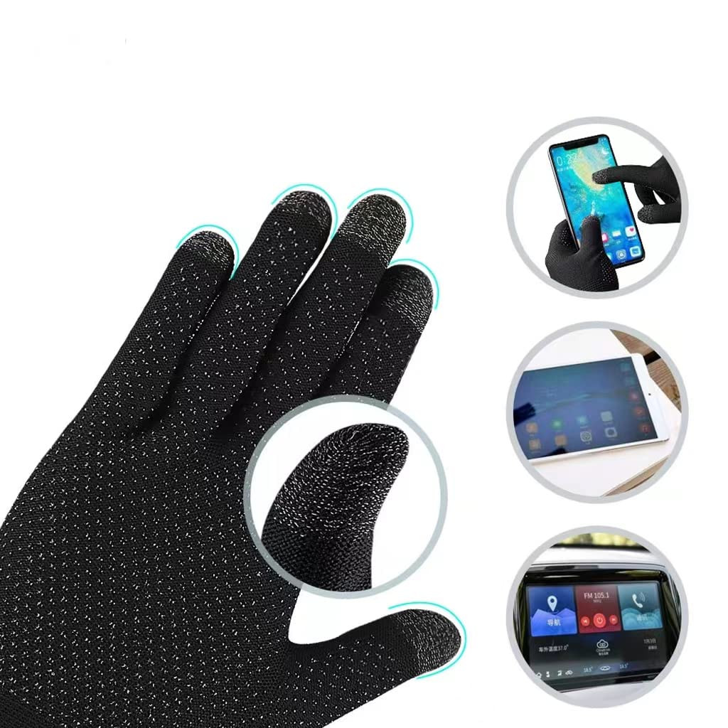 Kuber Industries Non-Slip Warm Five-Finger Touch screen Gaming Gloves (MH-TG001)- Black