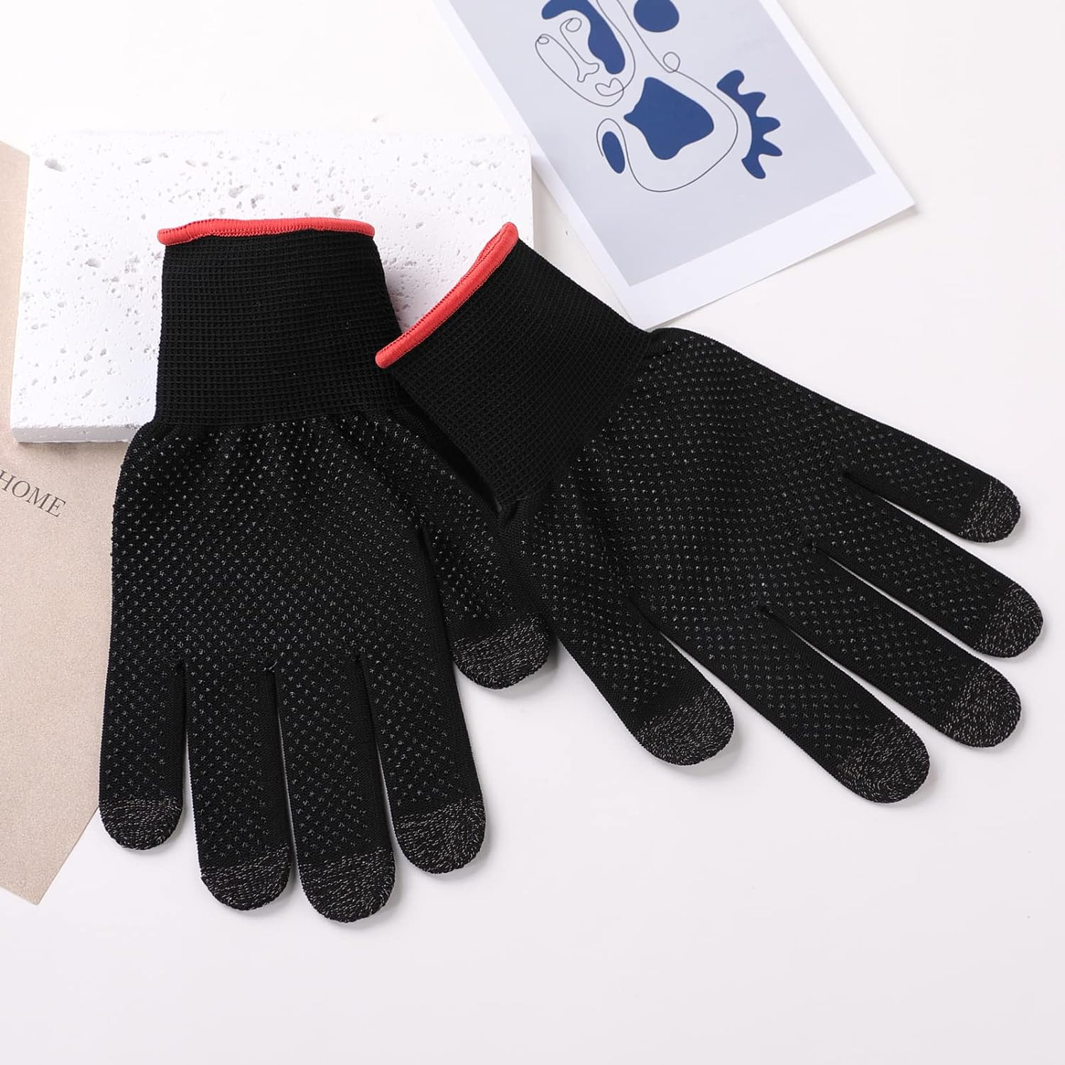 Kuber Industries Non-Slip Warm Five-Finger Touch screen Gaming Gloves (MH-TG001)- Black