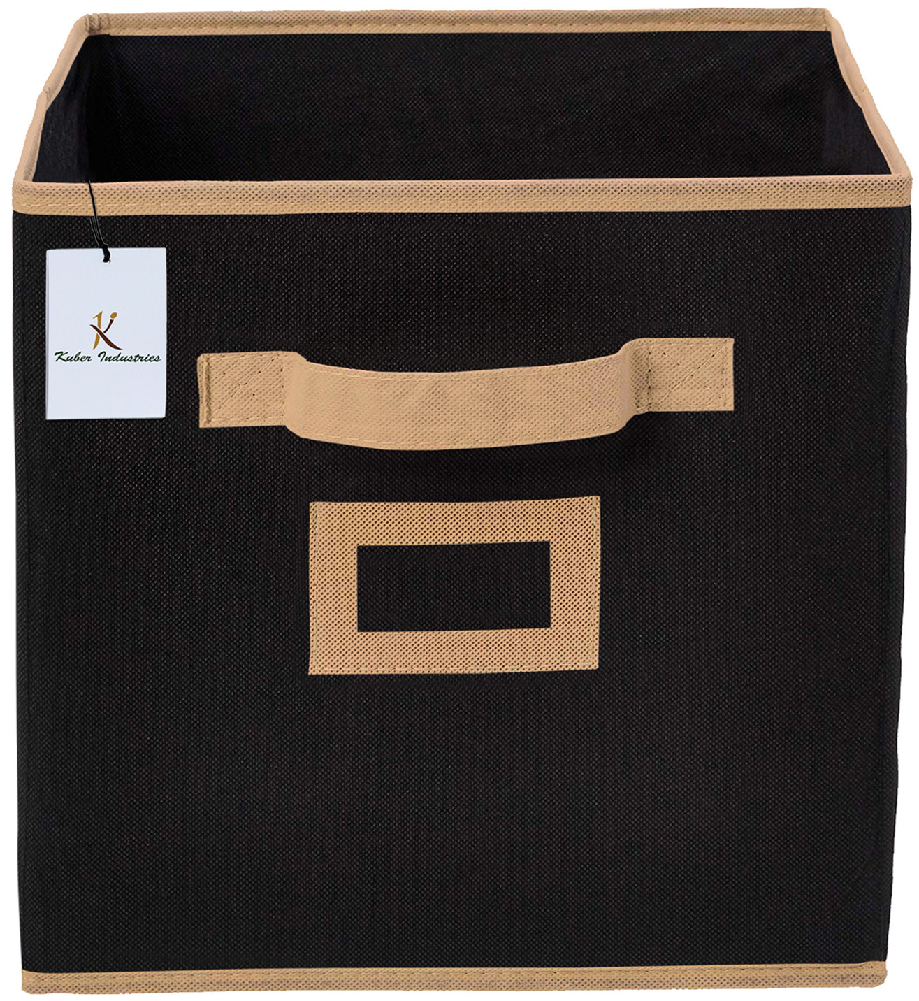 Kuber Industries Non Woven 1 Piece Shirt Stacker Wardrobe Organizer And Small Foldable Storage Organiser Cubes/Boxes (Black) -CTKTC38335