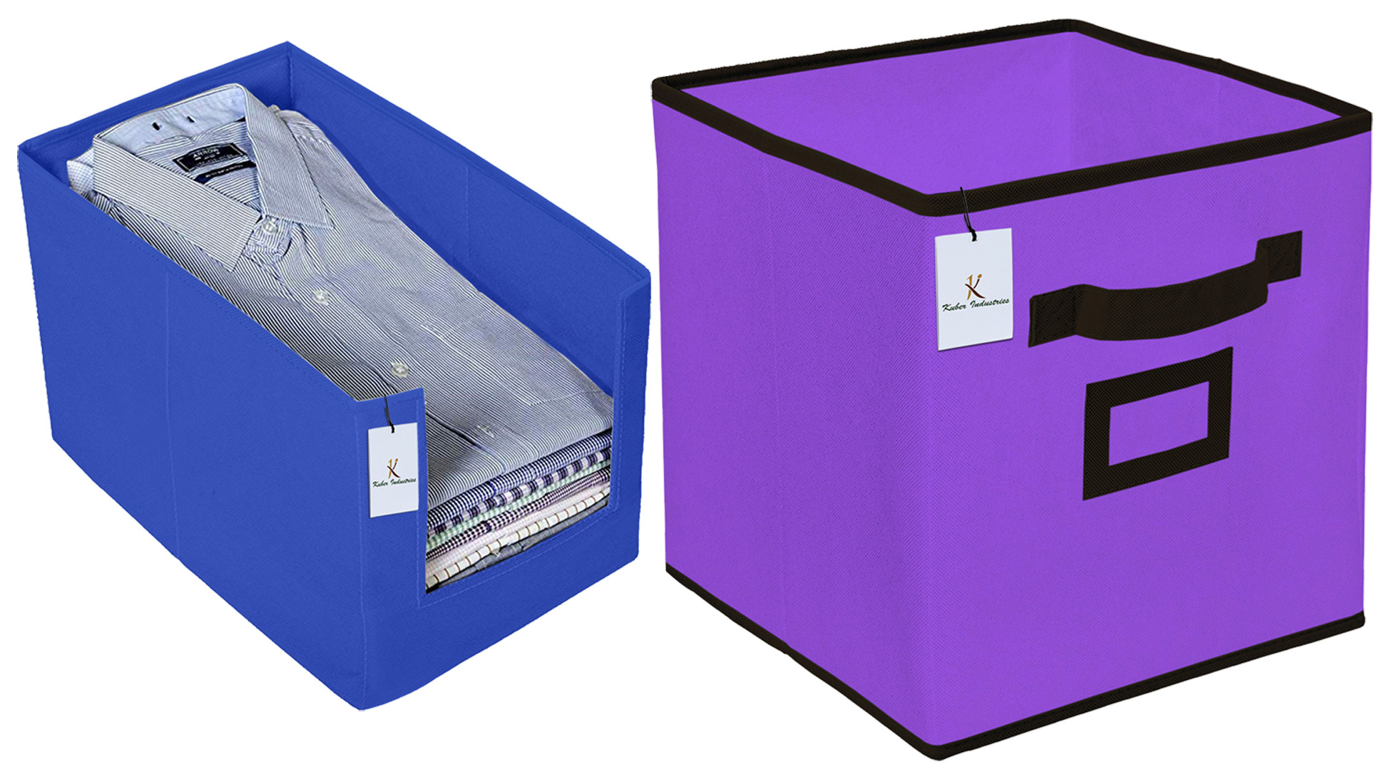 Kuber Industries Non Woven 1 Piece Shirt Stacker Wardrobe Organizer And Small Foldable Storage Organiser Cubes/Boxes (Purple) -CTKTC38343