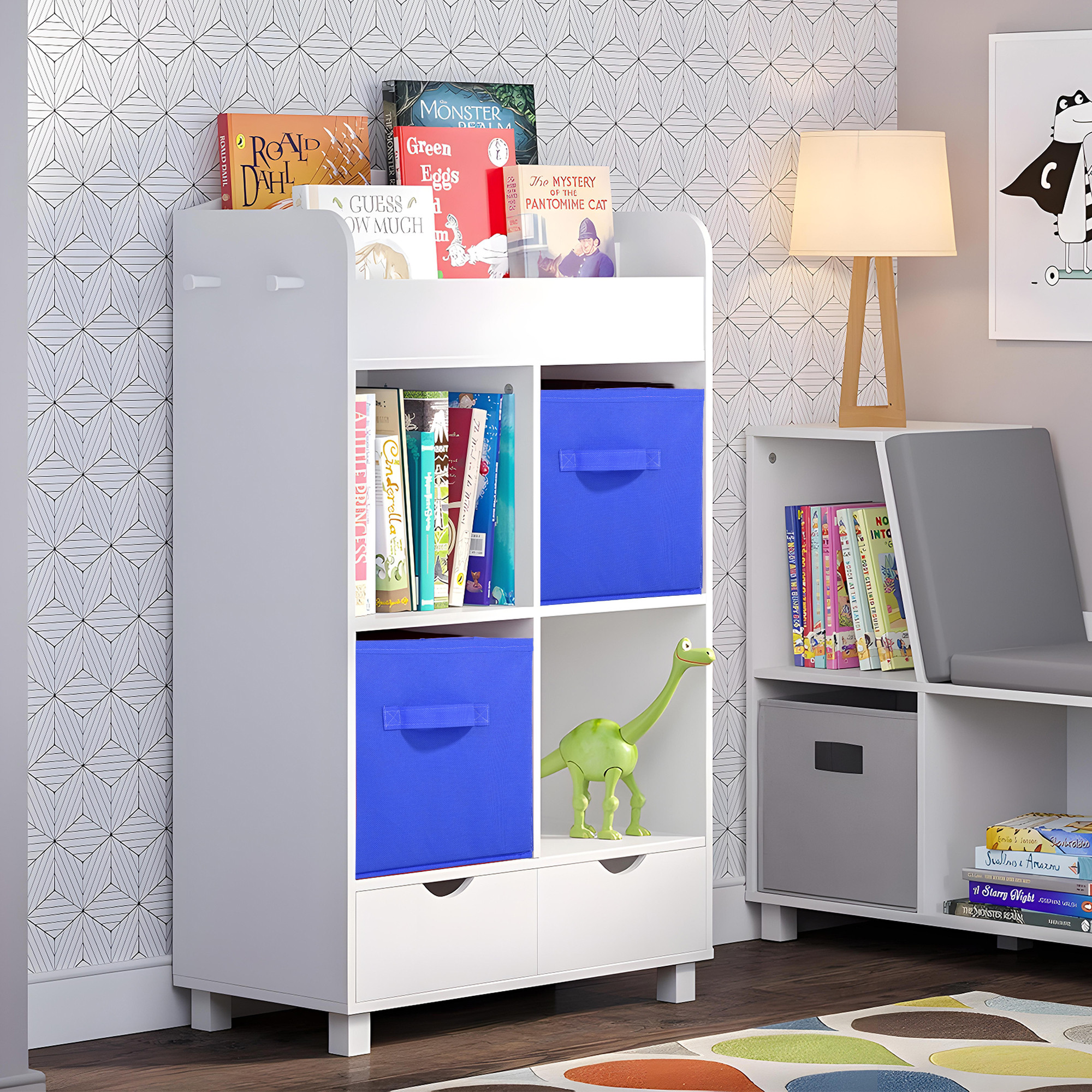 Kuber Industries Non-Woven 11 IN Cloth Organizer for Storage Box  Square Wardrobe Clothes Organizer for Toys  Books  Folding Closet Drawer Organizers with Handle  Plain  Royal Blue