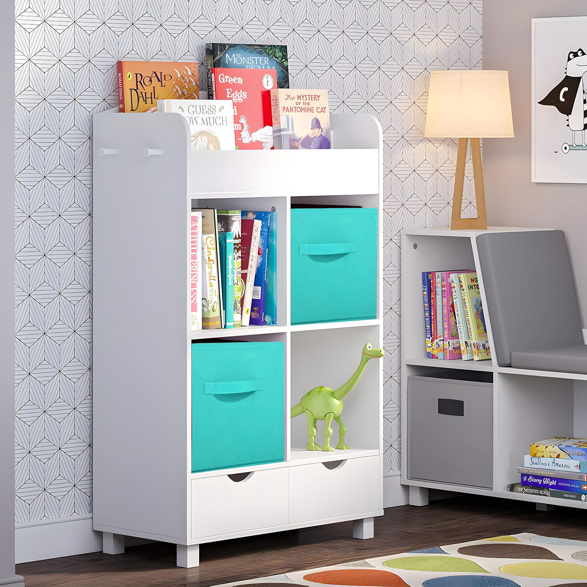 Kuber Industries Non-Woven 11 IN Cloth Organizer for Storage Box  Square Wardrobe Clothes Organizer for Toys  Books  Folding Closet Drawer Organizers with Handle  Plain  Reliance Green